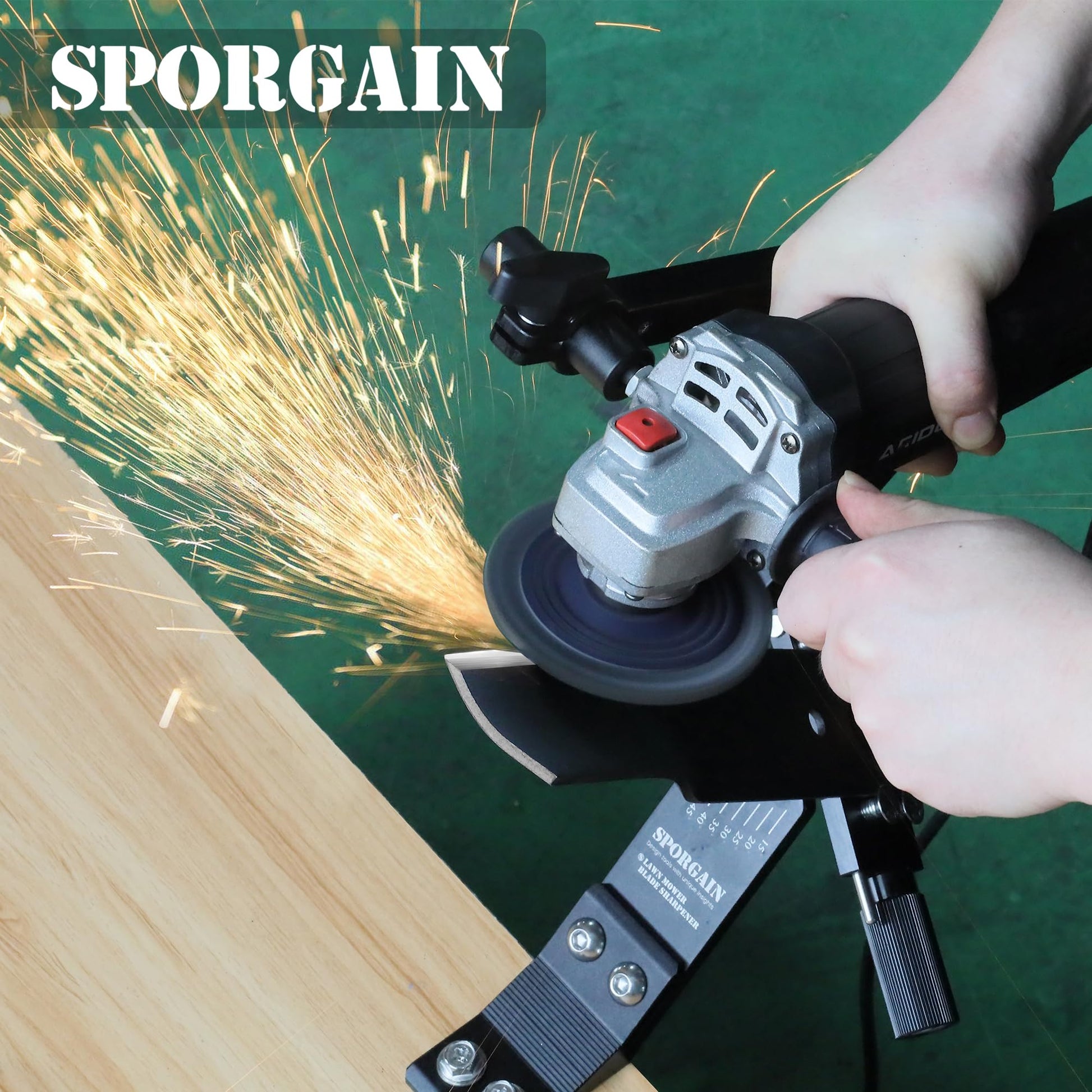 [Updated] Lawn Mower Blade Sharpener 15°-45° Adjustable Frame with Ball Bearing Manufacture Handle for Right & Left Hand Blades, Use with Angle Grinder, Black
