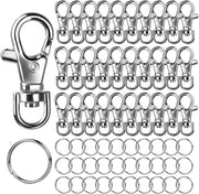 LEOBRO 60PCS Karabinerhaken aus Metall und Schlüsselringe, 30PCS Kleine Karabinerverschluss-Schlüsselanhänger und 30PCS Schlüsselanhängerringe für Schlüsselanhänger-Clips, Schlüssel, Schmuckherstellung, Kunsthandwerk, Silber