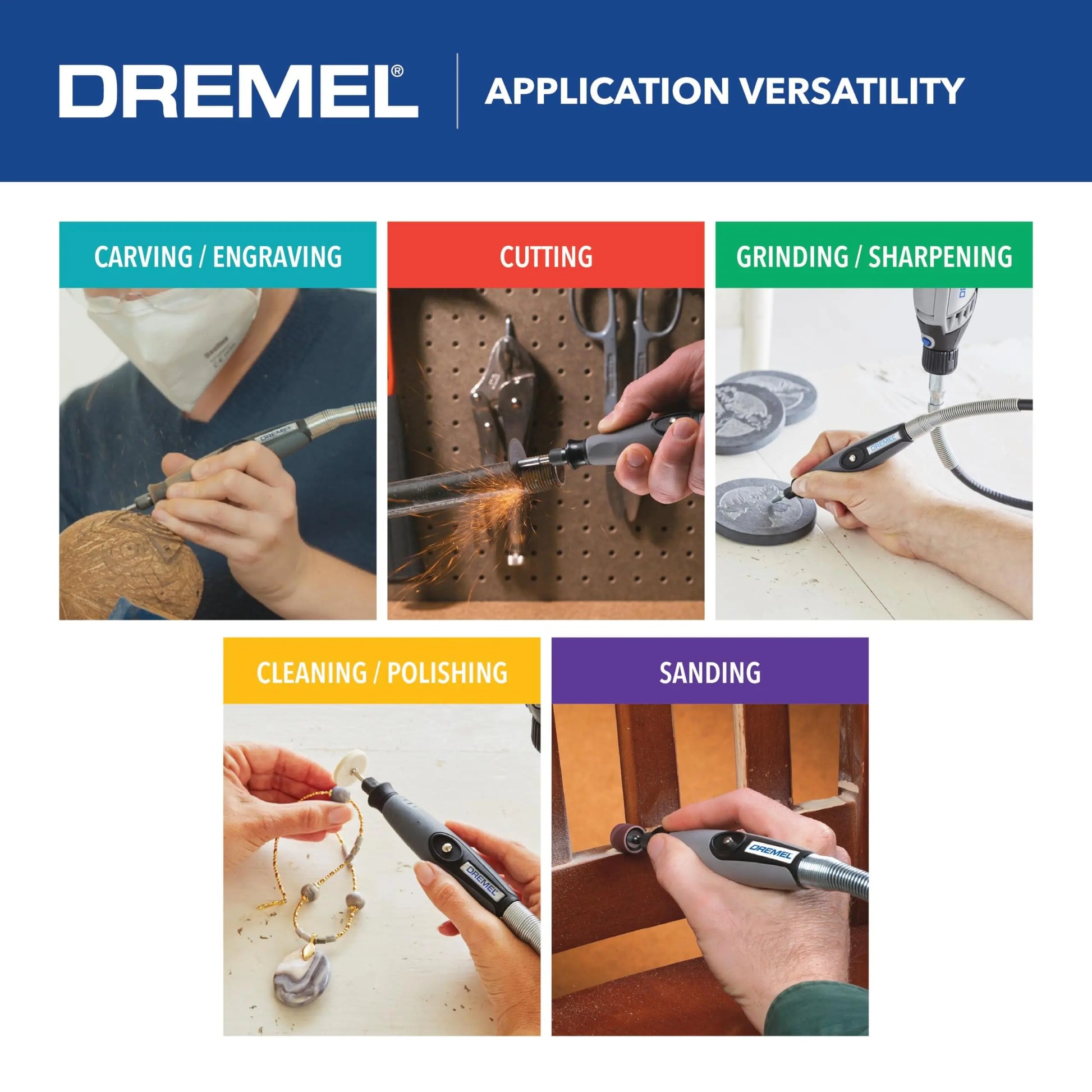 Dremel Flex Shaft Rotary Tool Attachment with Comfort Grip and 36” Long Cable - Engraver, Polisher, and Mini Sander- Ideal for Detail Metal Engraving, Wood Carving, and Jewelry Polishing, 225-02