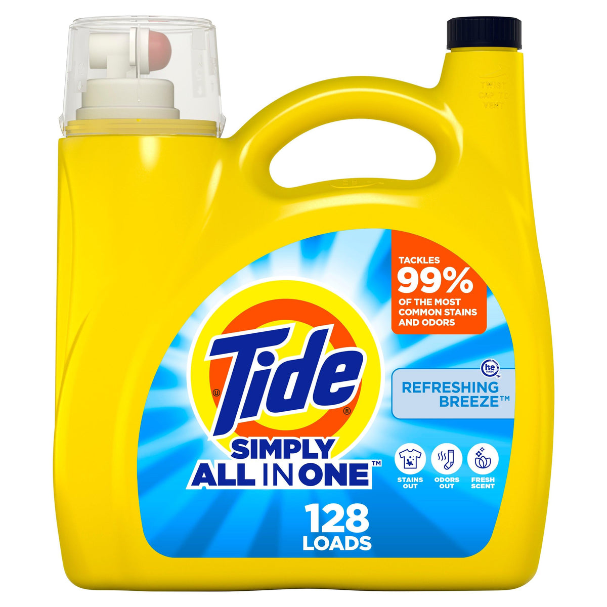 Tide Simply Flüssigwaschmittel, frische Brise, 4,96 l, 128 Waschladungen, Tide Flüssigwaschmittel, Waschseife