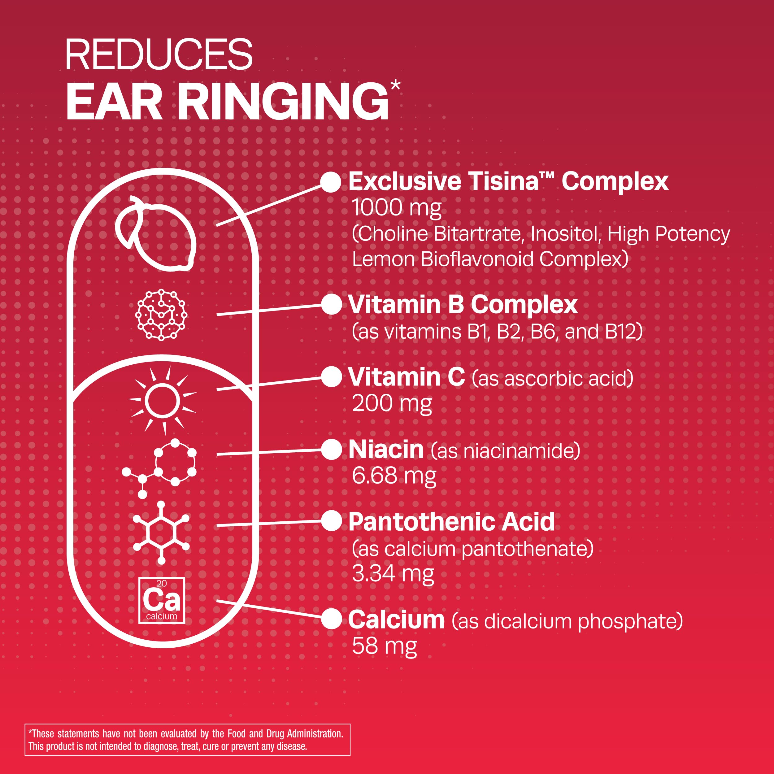 Lipo-Flavonoid Plus Tinnitus Relief - Doctor-Recommended for Ringing Ears - Clinically-Proven Lemon Bioflavonoid Complex with Vitamins C, B1, B2, B6, B12, & Calcium - 100 Caplets