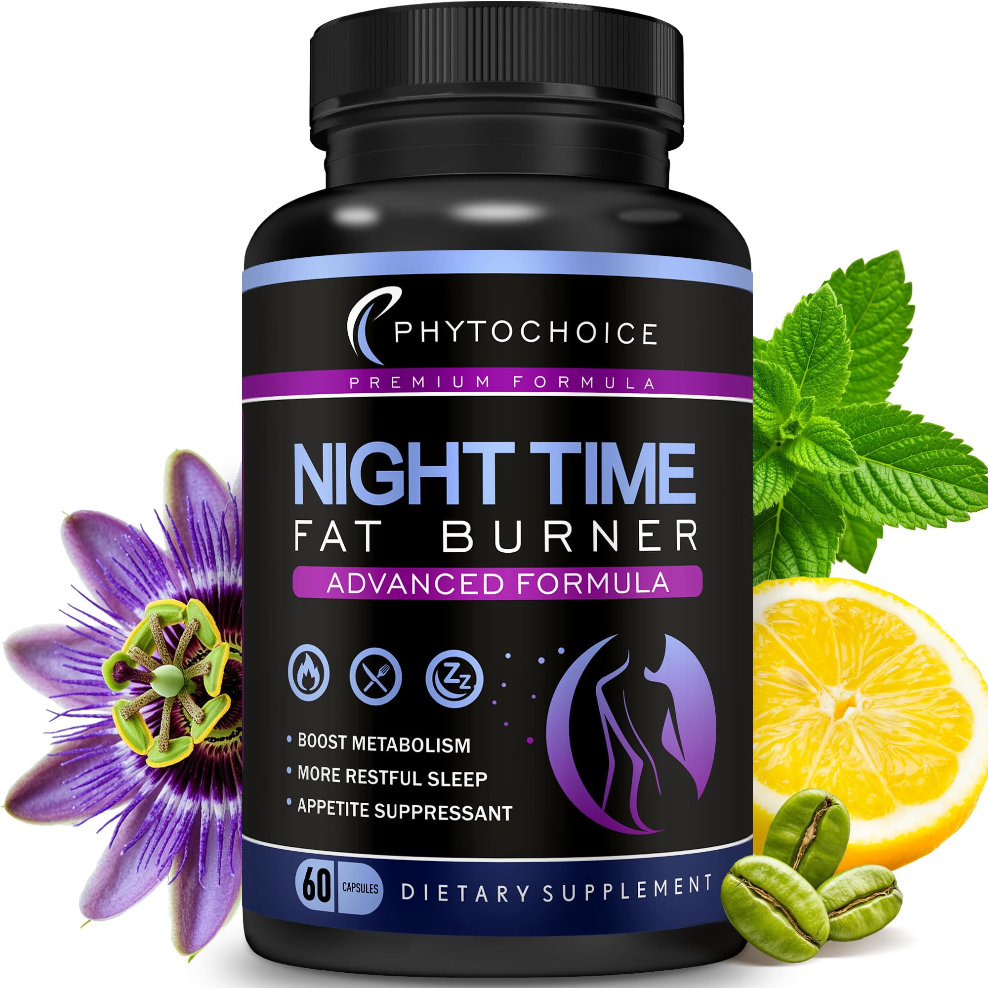Night Time Fat Burner - Weight Loss Diet Pills with Magnesium Melatonin CLA L-Carnitine that Work at Night, Appetite Suppressant, Carb Blocker, Nighttime Metabolism Booster for Women and Men 60 Caps.