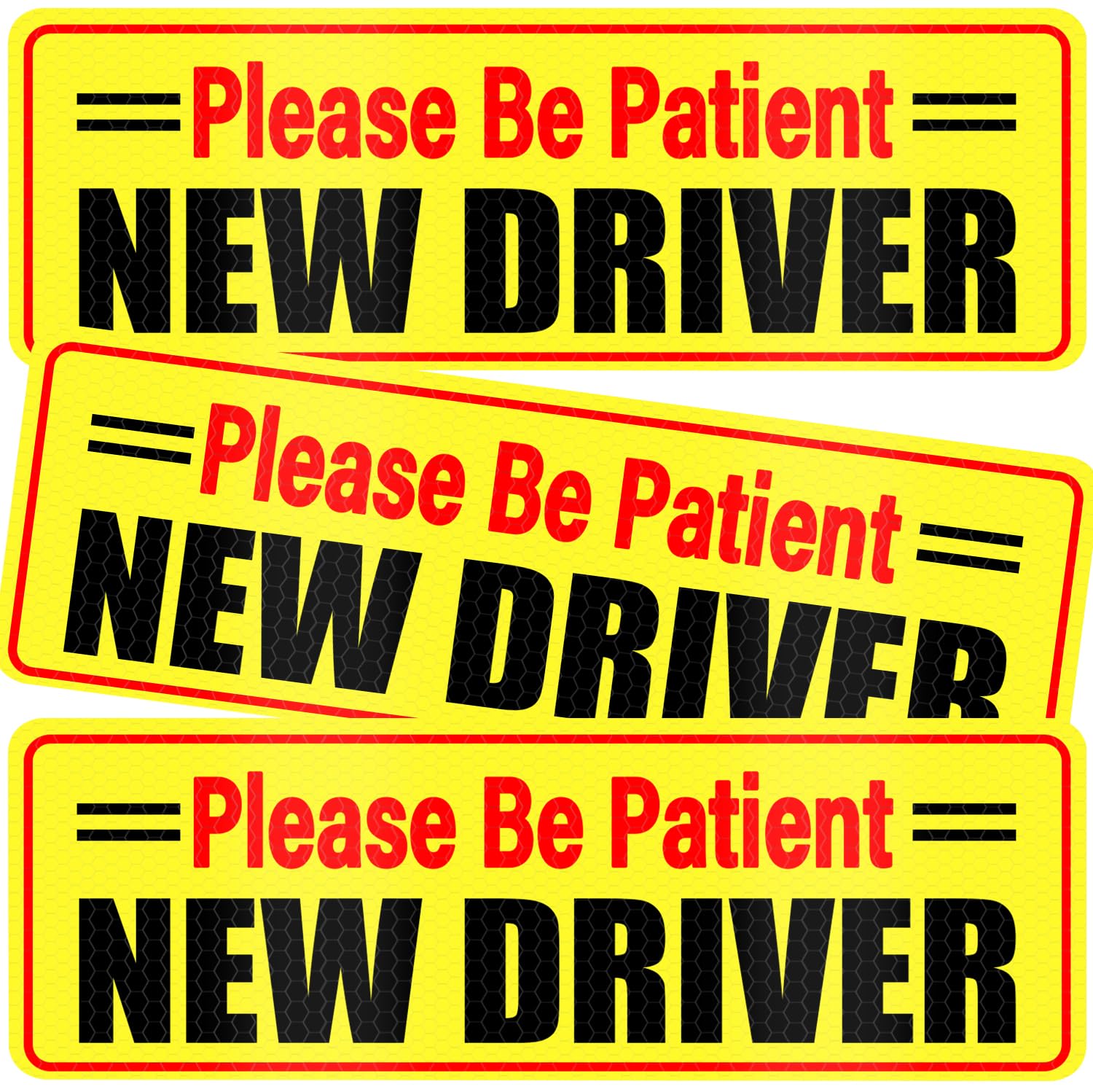 SINGARO New Driver Magnet for Car, 3Pcs Magnetic Reflective Novice Driver Stickers, Car Exterior Accessories, New Driver Vehicle Safety Signs(Black&Red)