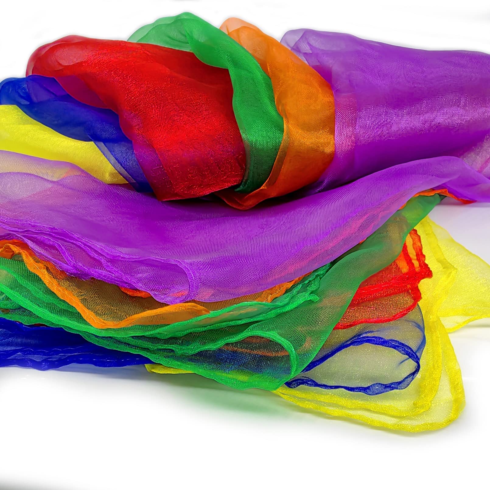 AIVIAI Juggling Scarves for Kids Play 24 Pcs Dance Music Scarfs Colorful Silk Actives Scarves Rhythm Band Scarves for Toddlers Children Movement(6 Colors)