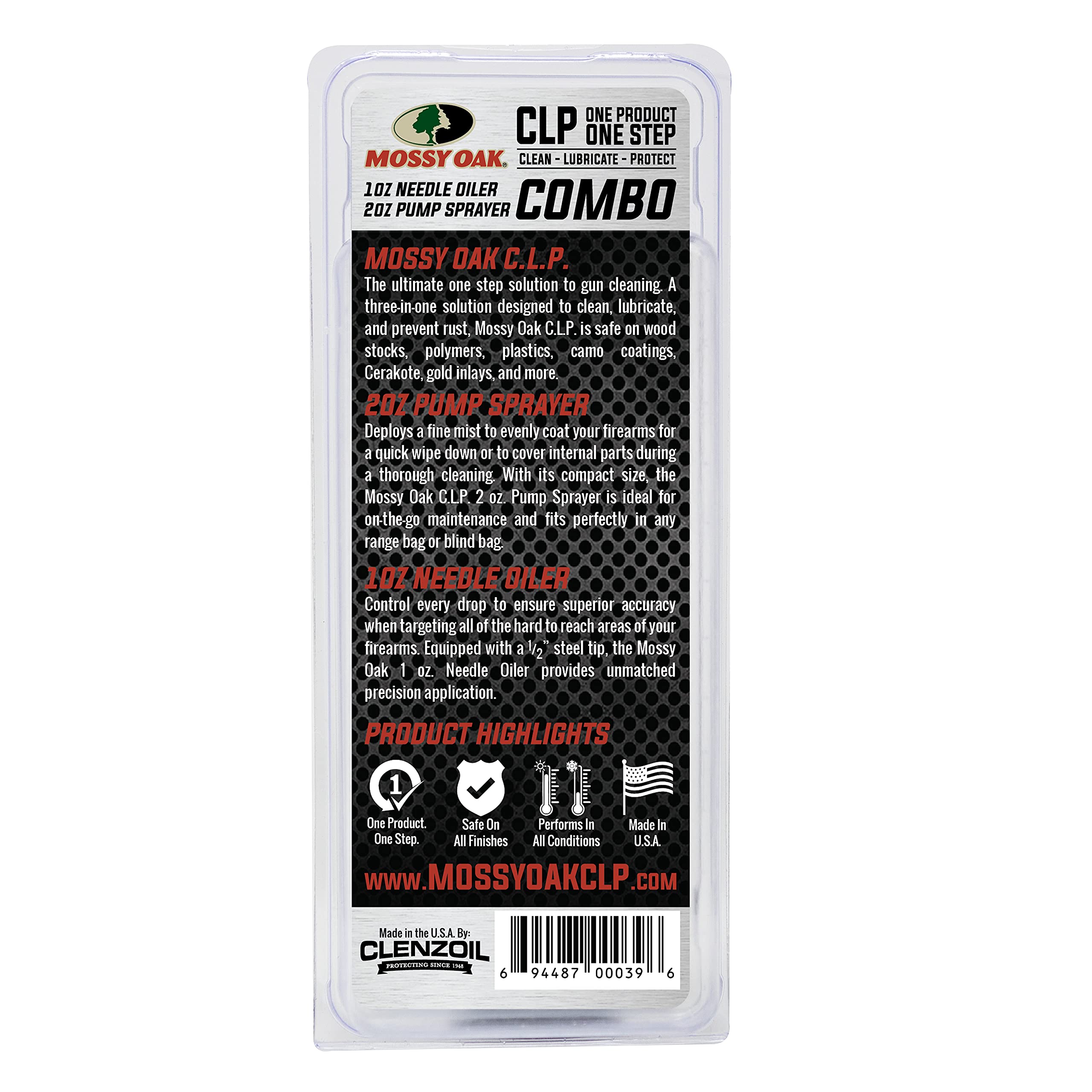 Mossy Oak Gun Oil - CLP Gun Lubricant - Premium Firearm Maintenance - Rust Preventative - 2 oz. Fine Mist Pump Sprayer & 1 oz. Needle Oiler