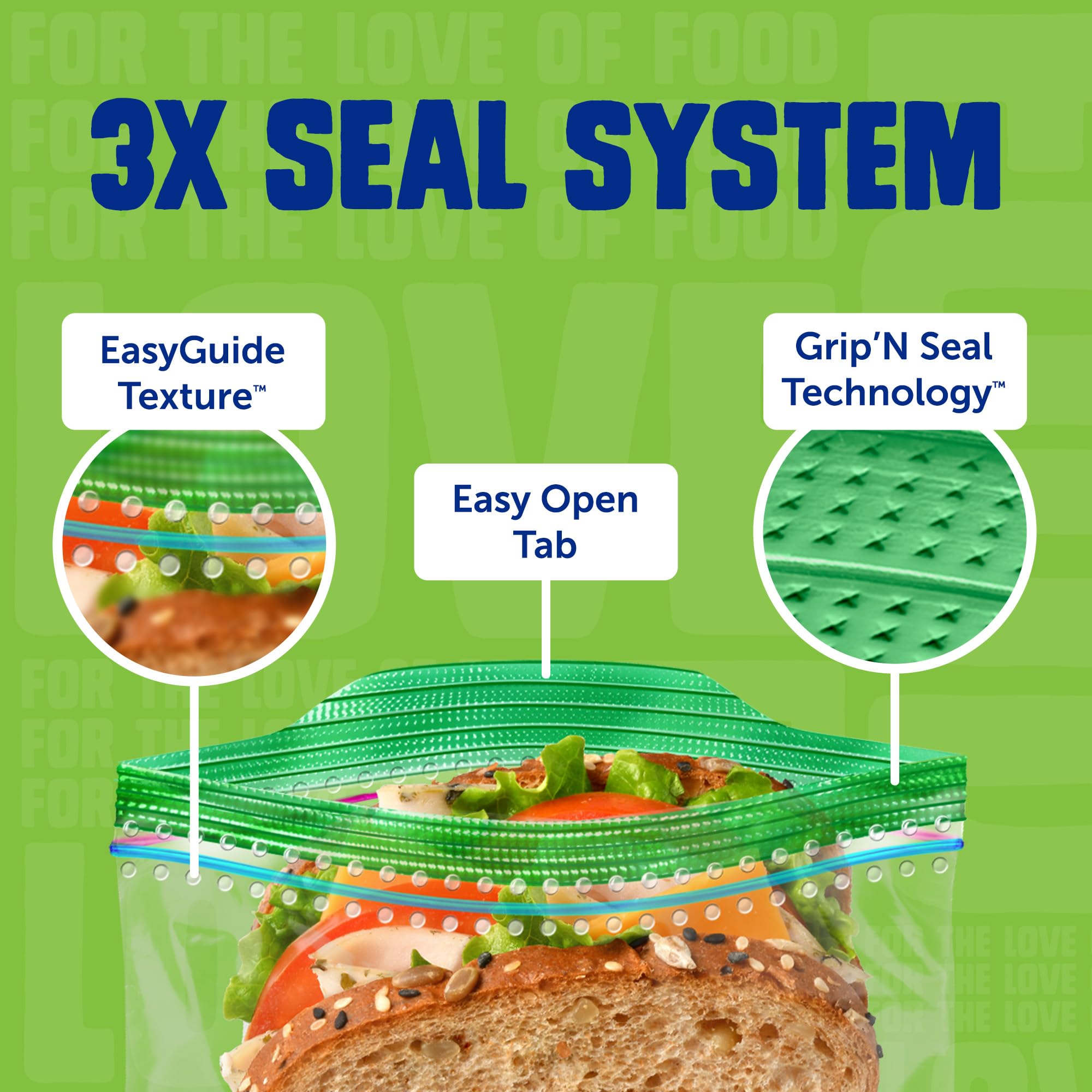 Ziploc Sandwich and Snack Bags with EasyGuide Texture, Plastic Storage Bags with Grip 'n Seal Technology, 105 Bags Total