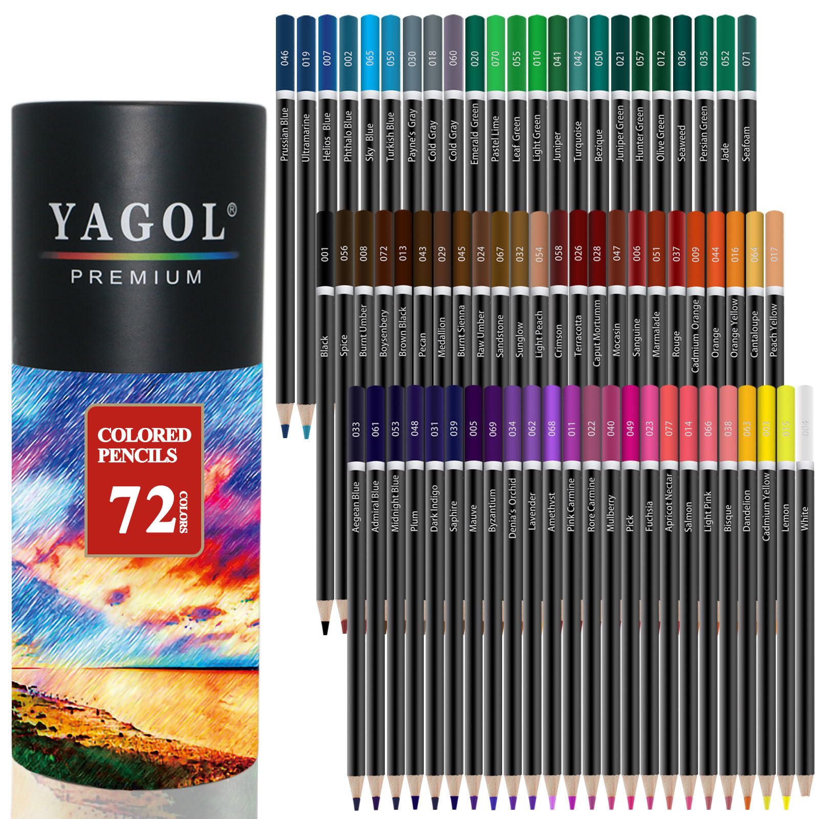 Yagol Buntstifte für Erwachsene Malbücher, 72 Farbstifte Set, weiche Buntstifte für Erwachsenen Malbücher, Malstifte für Erwachsene - Zeichnen, Skizzieren, Verblenden & Schattieren - Künstlerbedarf.