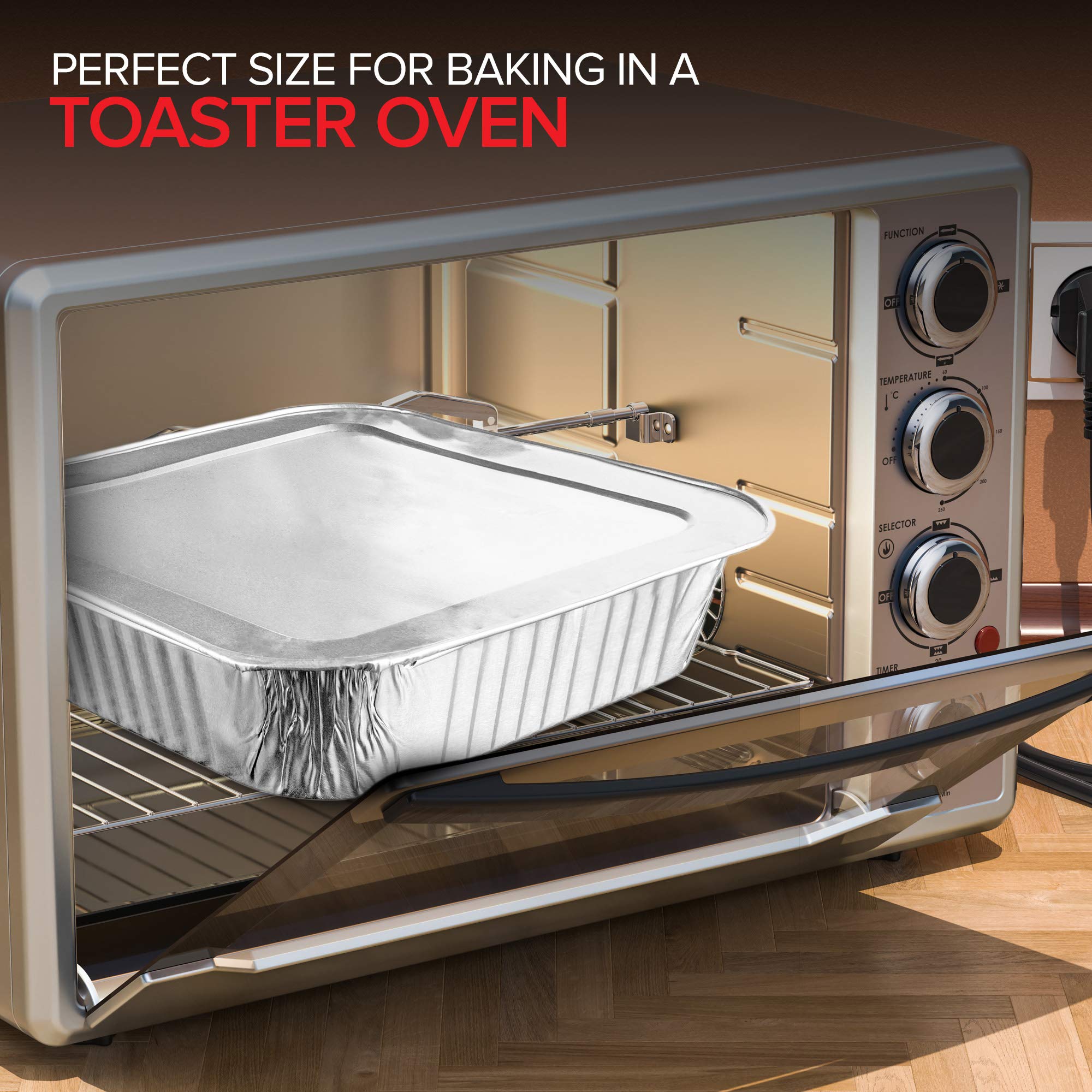 8x8 Foil Pans with Lids (20 Pack) 8 Inch Square Aluminum Pans with Covers -Disposable Food Containers Great for Baking Cake, Cooking, Heating, Storing, Prepping Food