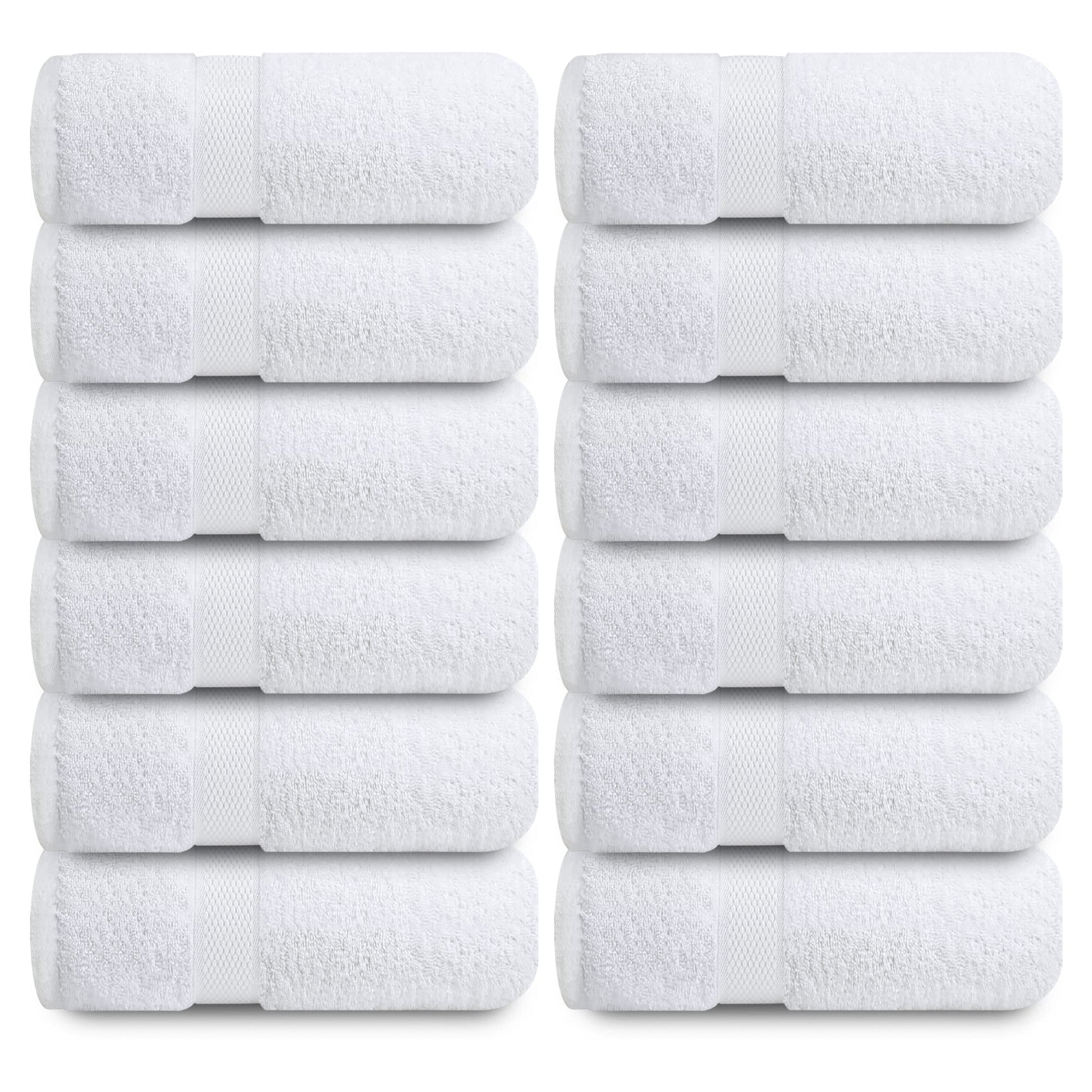 Infinitee Xclusives Luxury Wash Cloths for Showering [13x13] – 100% Cotton Washcloths [Pack of 12], Soft and Absorbent Face Towels for Bathroom Wash Clothes, Gym, and Spa (Brilliant White)