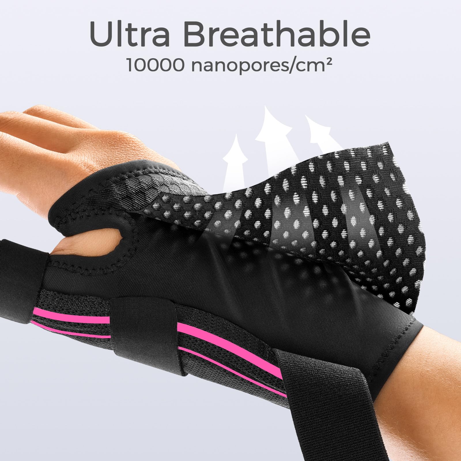 FREETOO Ergonomical Thumb Brace Right Hand or Left Hand for Arthritis Pain and Support, Thumb Splint for Trigger Thumb, Thumb Support for De Quervains Tenosynovitis, CMC Pain Relief (S/M Pink/Black)