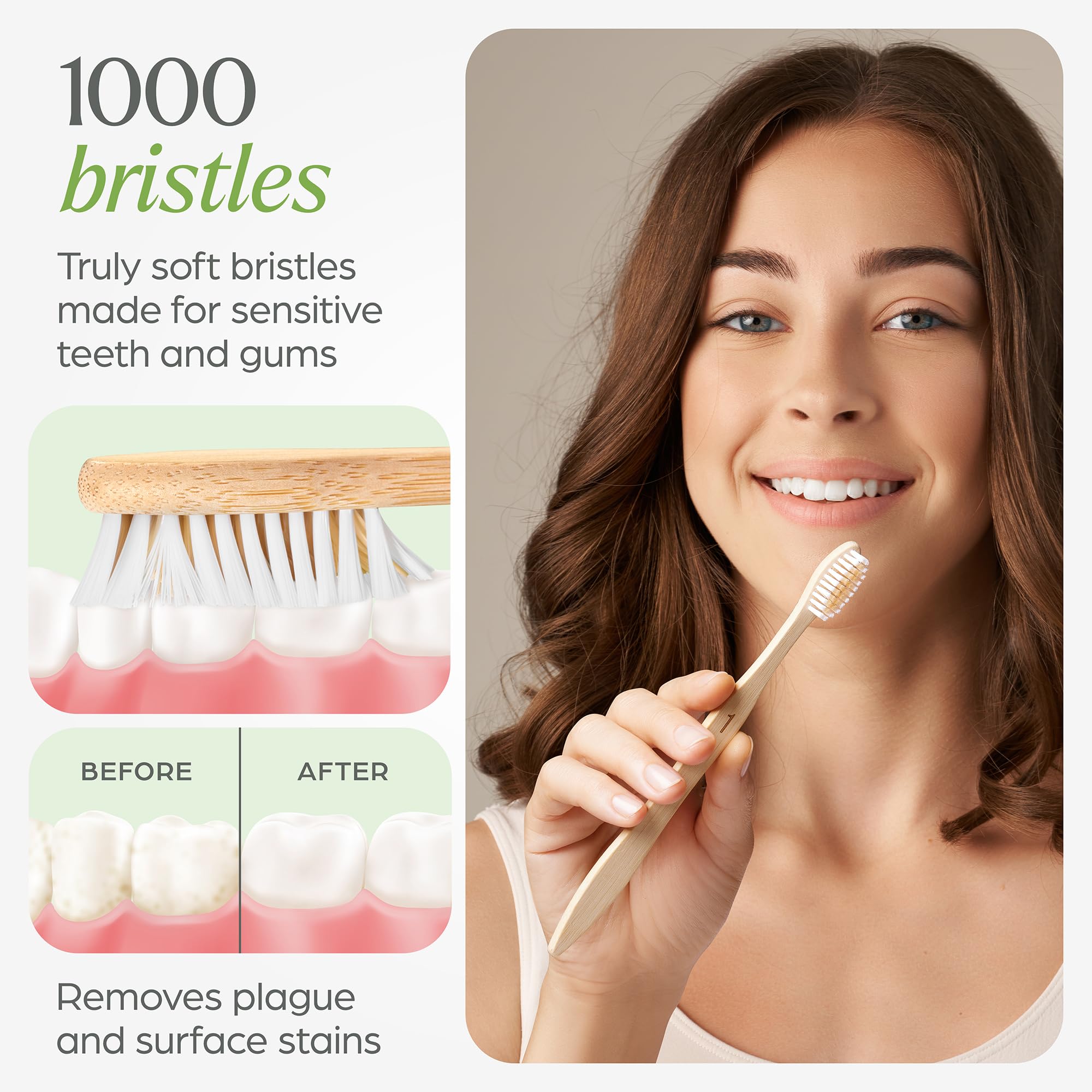 VIVAGO Bamboo Toothbrushes 10 Pack - BPA Free Soft Bristles Toothbrushes, Eco-Friendly, Natural Wooden Toothbrush