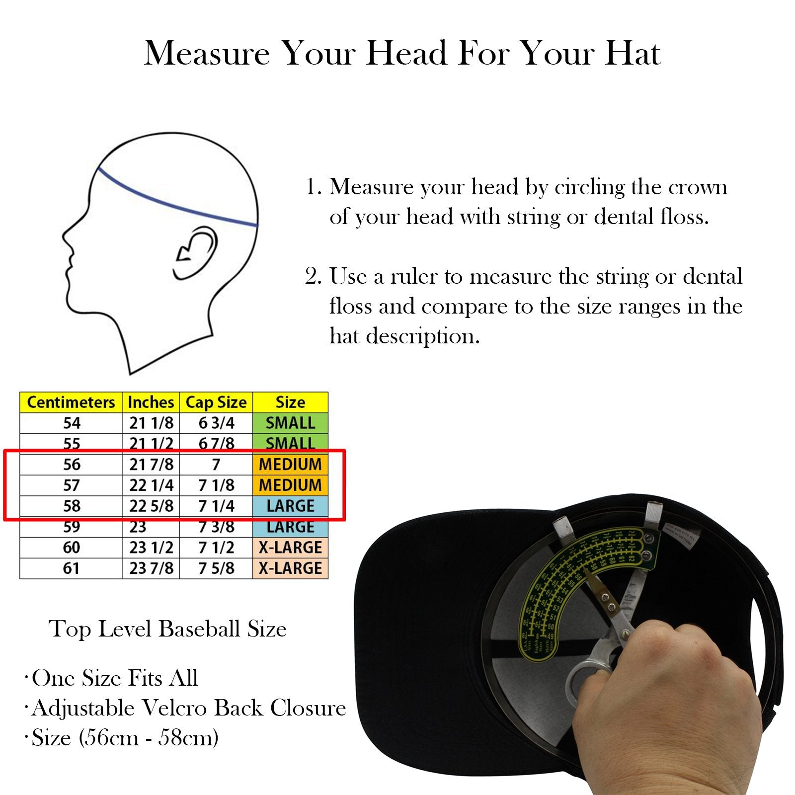 Baseball Cap Hat Men Women - Classic Adjustable Plain Blank, BLK