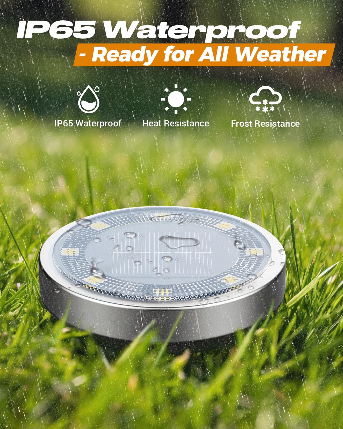 btfarm 16 Pack Solar Ground Lights Outdoor, 8 LED Solar Disc Lights IP65 Waterproof Flat Solar Light, Pathway Lights Solar Powered for Garden Lawn Patio Yard Path Landscape, Cool White