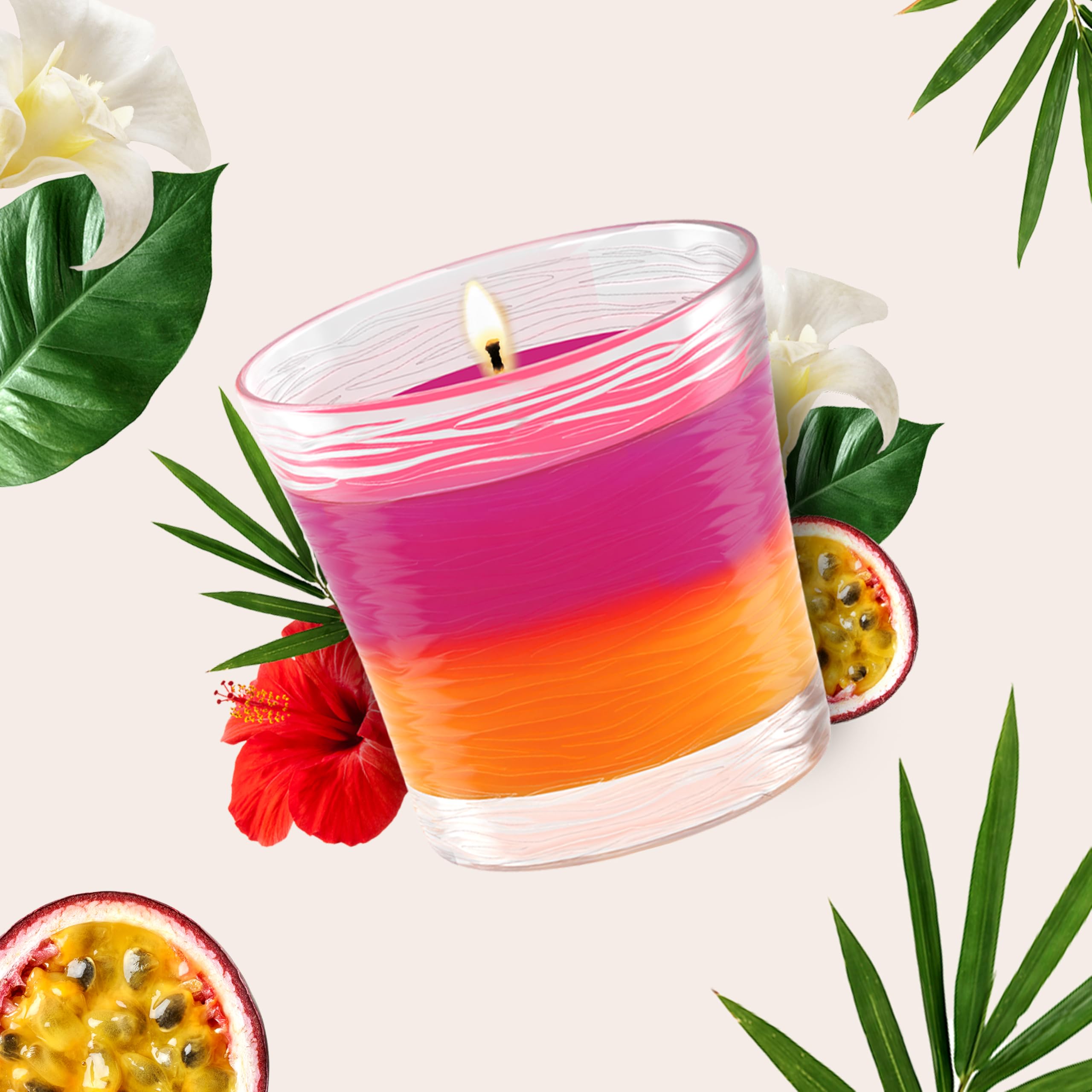 Glade 1-Wick Scented Candle Jar, 2in1 Hawaiian Breeze & Vanilla Passion Fruit, Air Freshener Infused with Essential Oils, 4.08 Oz, 2 Count