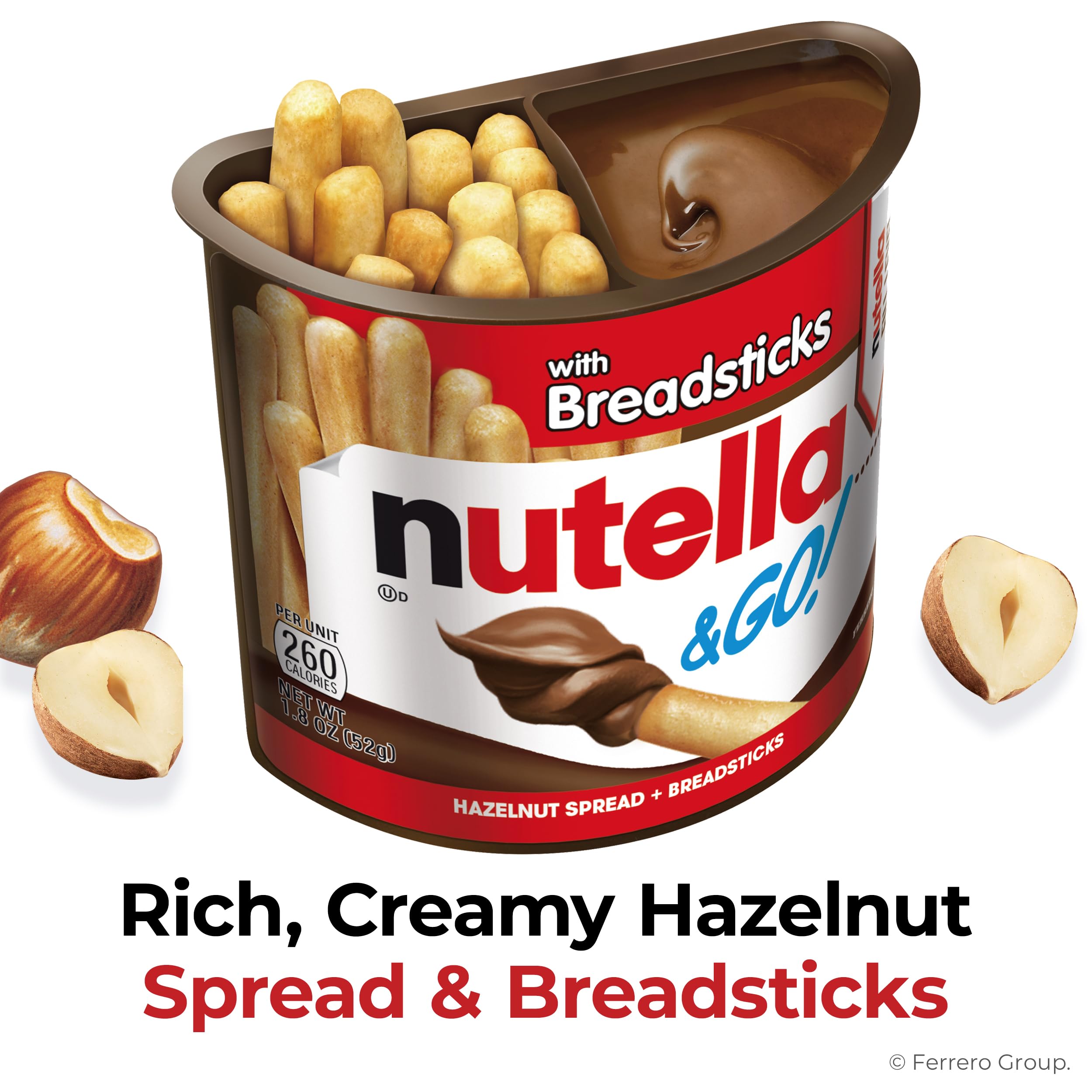 Nutella & GO! Bulk 24 Pack, Hazelnut and Cocoa Spread with Breadsticks, Stocking Stuffers, Snack Cups, 1.8 oz Each