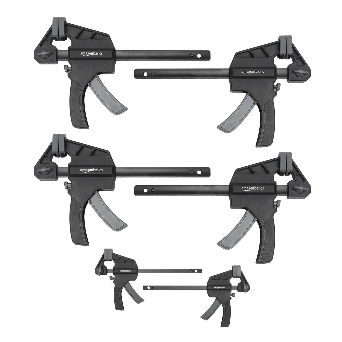 Basics 6-Piece Trigger Clamp Set, 2 Pack of 4-inch, 4 Pack of 6-inch, Black/Grey