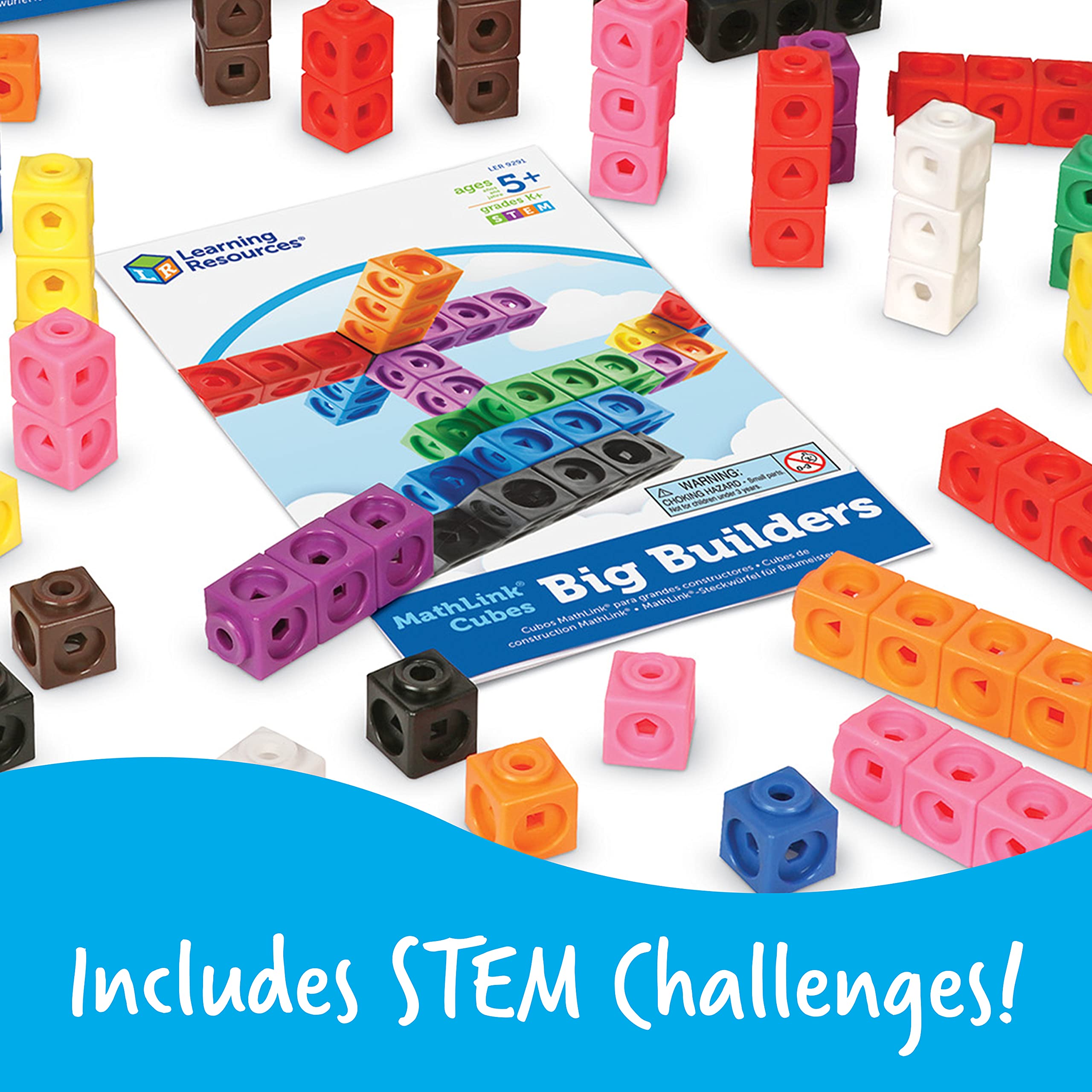 Learning Resources MathLink Cubes Big Builders - Set of 200 Cubes, Ages 5+, Develops Early Math Skills, STEM Toys, Math Games for Kids, Math Cubes for Kids