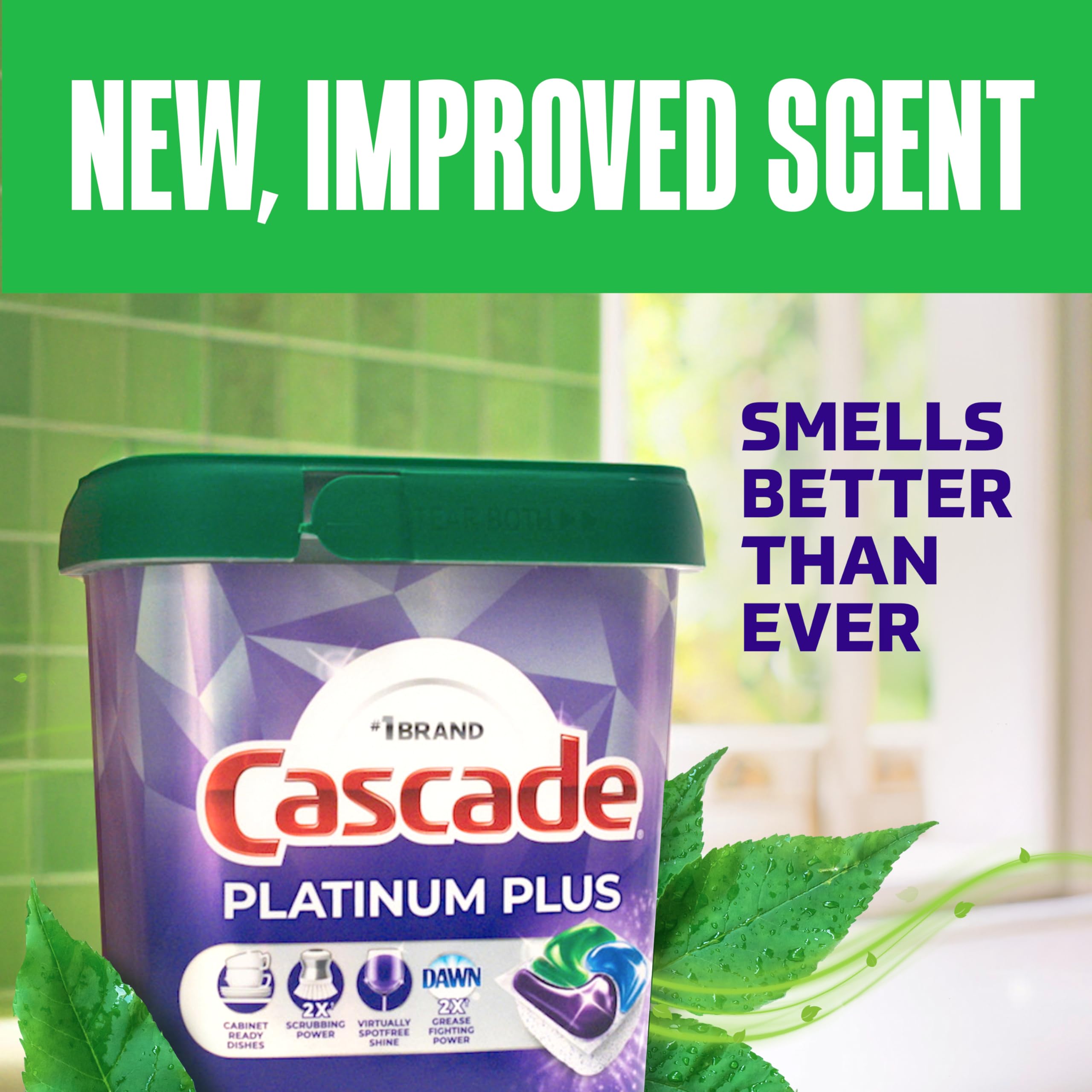 Cascade Platinum Plus Dishwasher Pods, Dishwasher Detergent, Dish Detergent Soap, Mountain, 47 Count