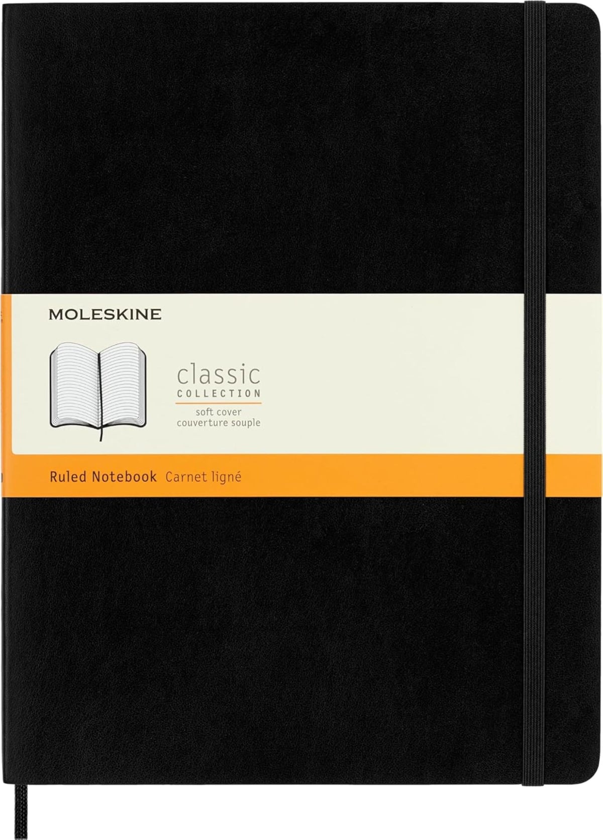 Moleskine Classic Notebook, Soft Cover, XL (7.5" x 9.5") Ruled/Lined, Black, 192 Pages