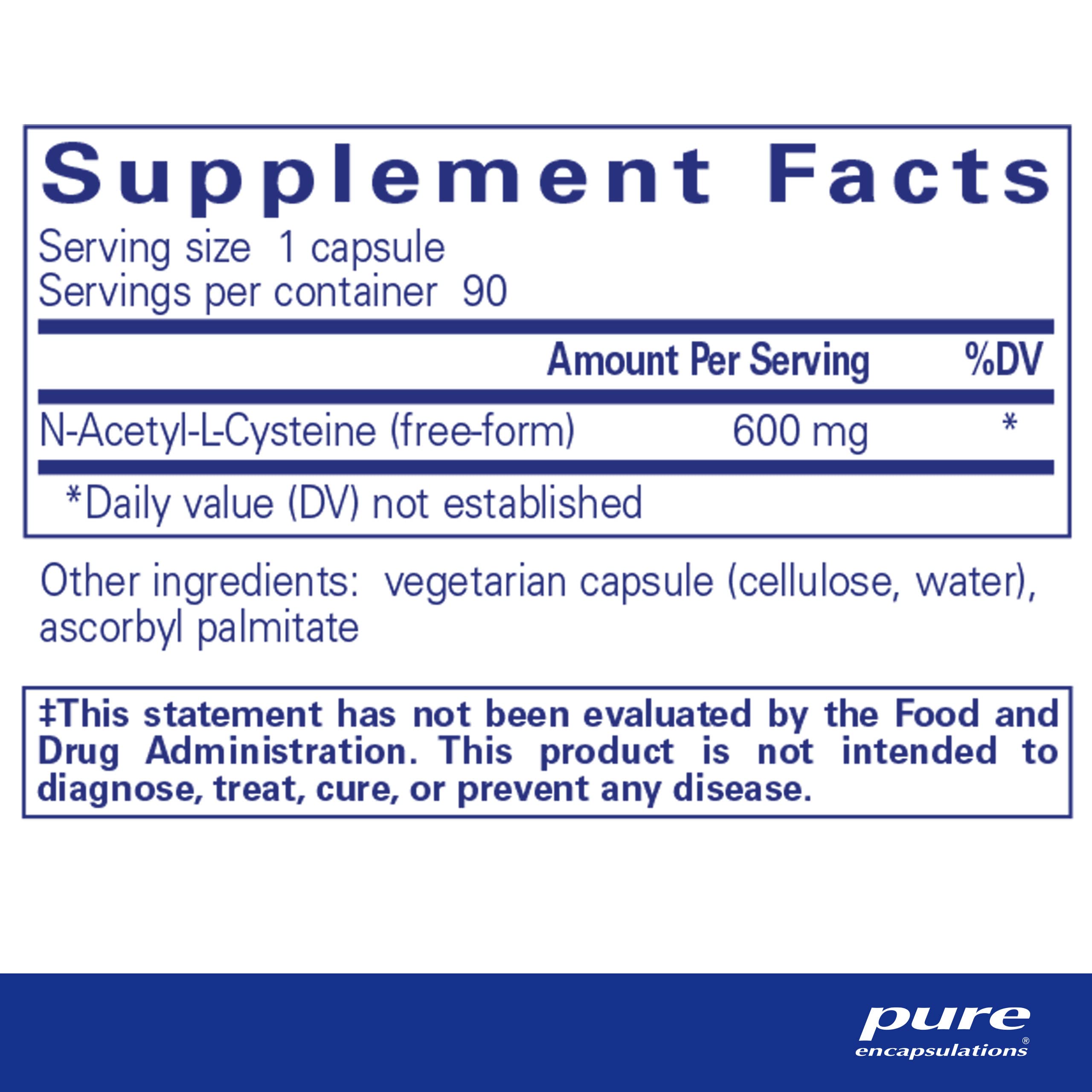 Pure Encapsulations NAC 600 mg - N-Acetyl Cysteine NAC Supplement for Lung Health & Immune Support, Liver Support & Antioxidants* - with Freeform N-Acetyl-L-Cysteine - 90 Capsules
