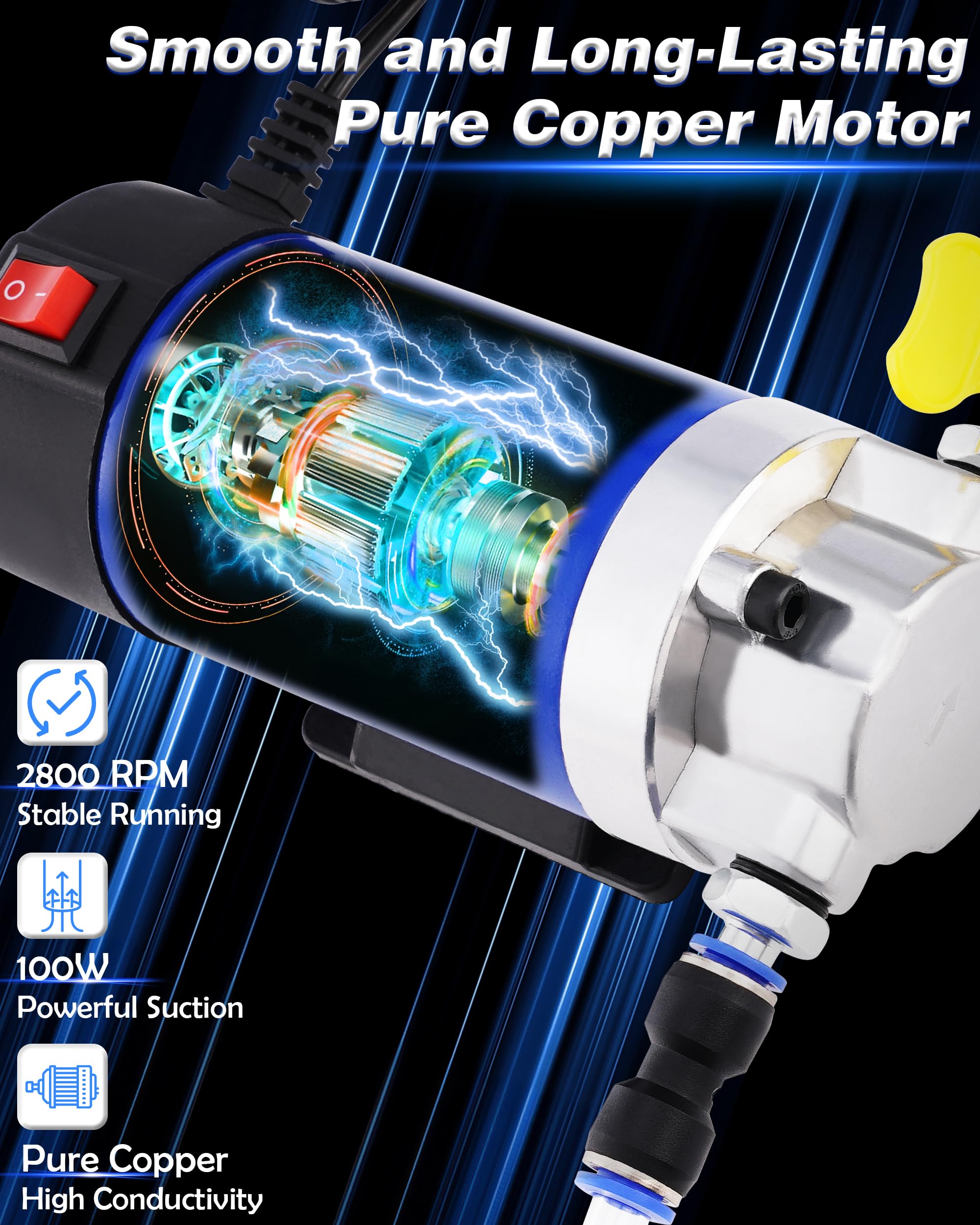 Oil Pump 12V 100W, Oil Extractor Pump for Engine Oil Change, Electric Fluid Transfer Pump for Motor Oil, Gear Oil, Transmission Fluid Removal, Self-Priming Oil Transfer Pump for Car, Mower, Marine