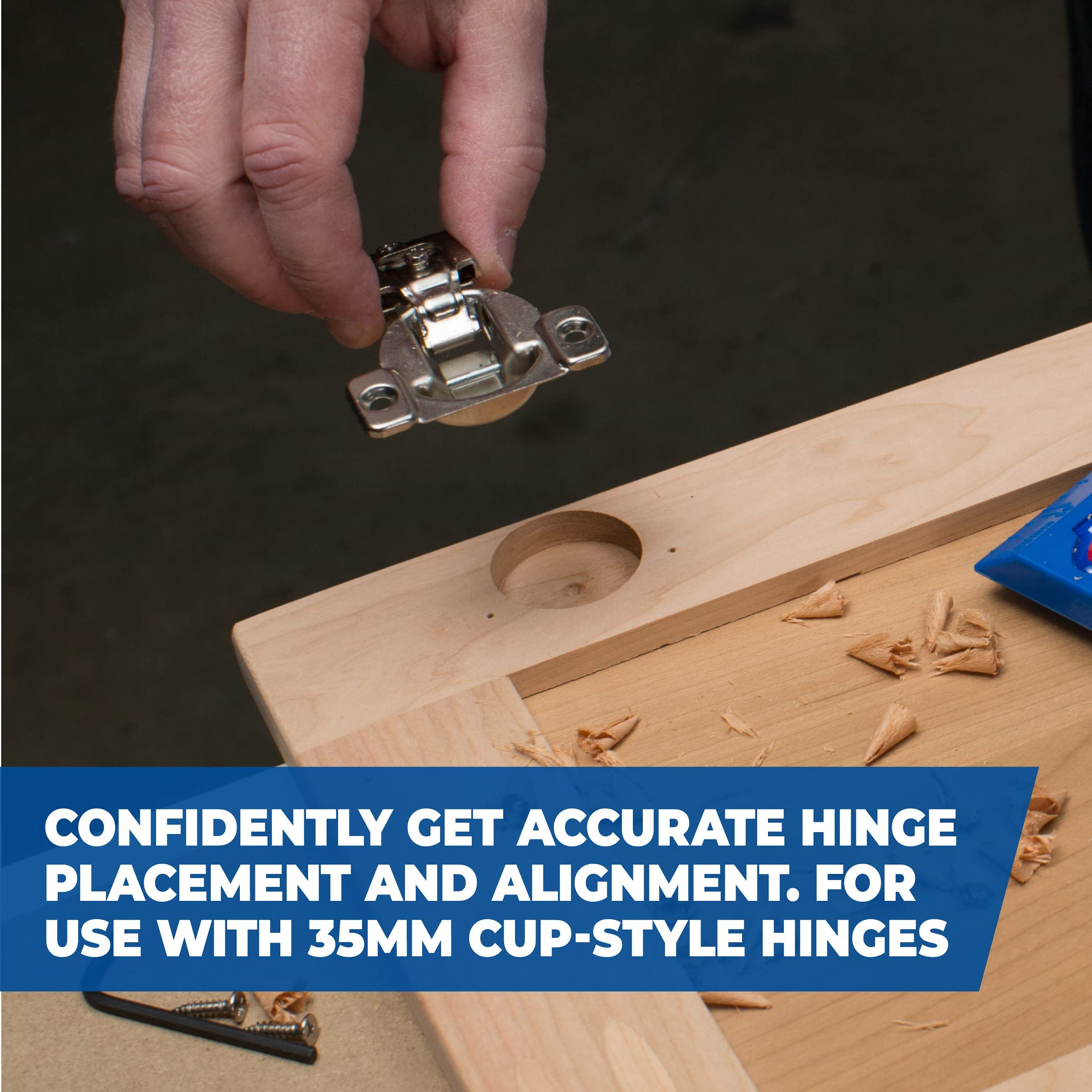 Kreg KHI-HINGE Concealed Hinge Jig – Precision Cabinet Door Hinge Tool – Drill Guide for Concealed (Euro) Cabinet Hinge Installation – Adjustable Boring Jig – 35mm cup-style concealed hinges