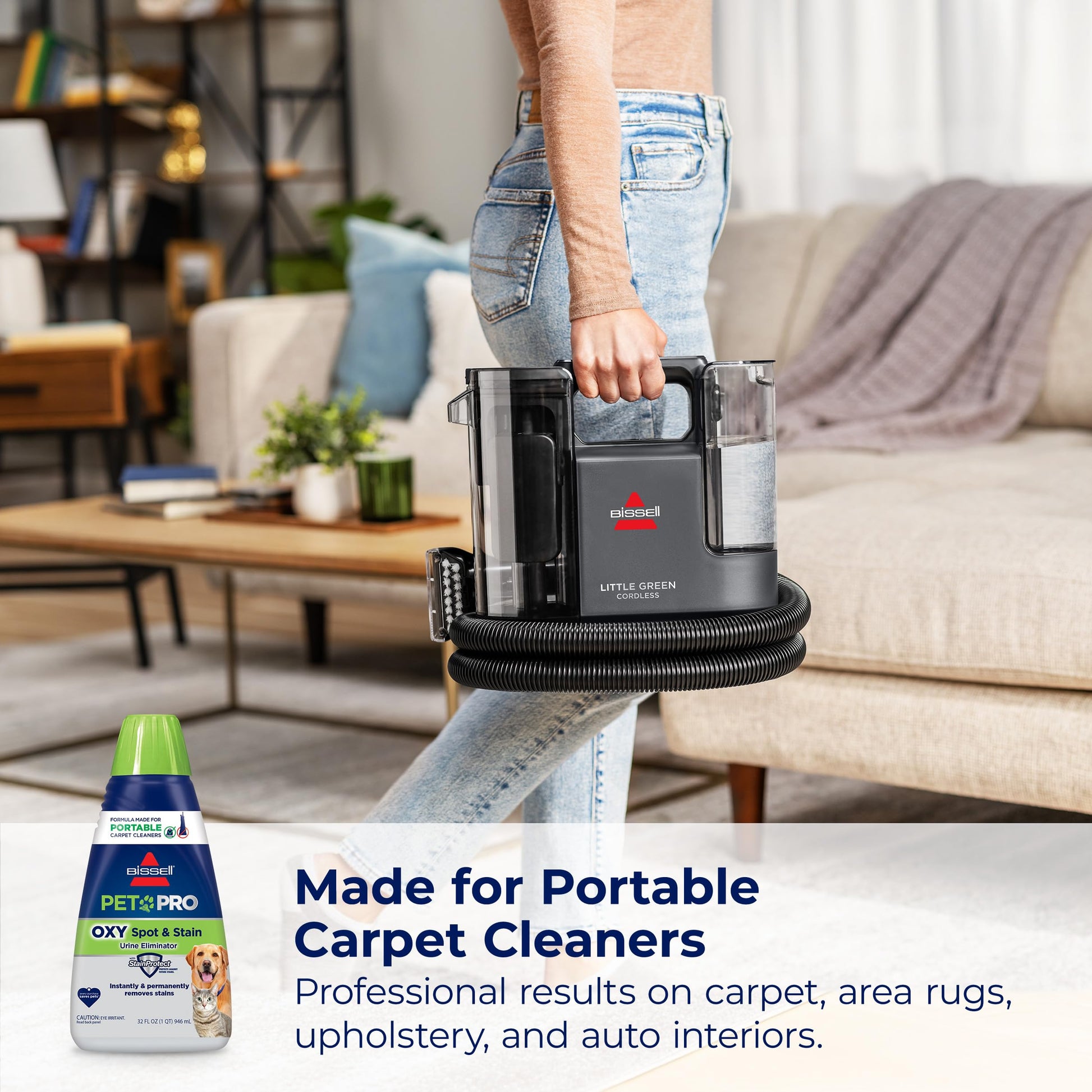 Bissell PET PRO OXY Spot & Stain Formula for Portable Carpet Cleaners, 32 oz., 2034