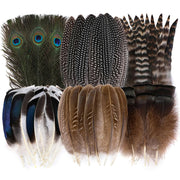 Holmgren 48 Stück Naturfedern Großpackung – 6 verschiedene Stile Pfau-, Fasan-, Truthahnfedern für Bastelarbeiten, Schmuck, Hüte, Hochzeiten, Heimdekorationen