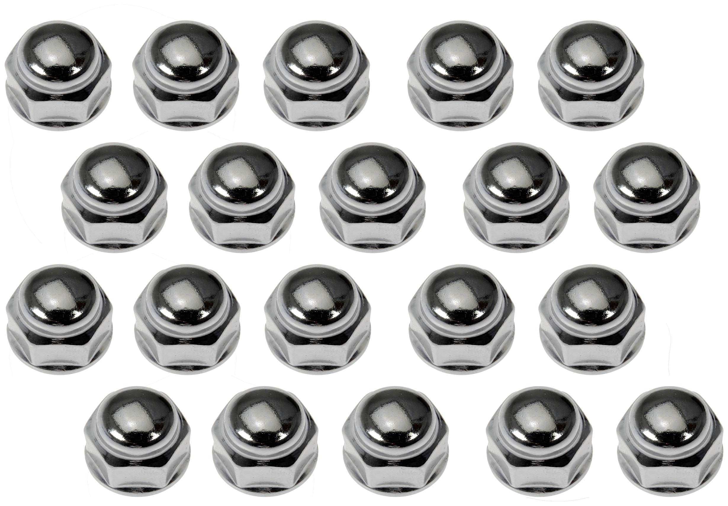 Dorman 711-265 Wheel Nut Chrome Acorn Bulge Seat 1/2-20 Compatible with Select Models, 20 Pack