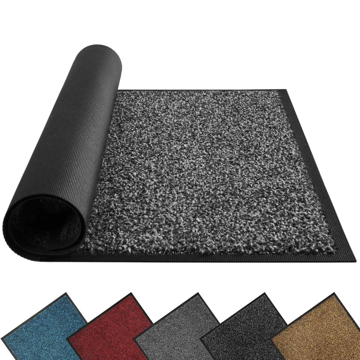 Mibao Front Door Mat, Dirt Trapper Welcome Mat for Outdoor Indoor, Non-Slip Waterproof Doormat, Durable Machine Washable Low Profile Entry Rug for Back Door Outside Patio Porch, 30" x 18", Grey