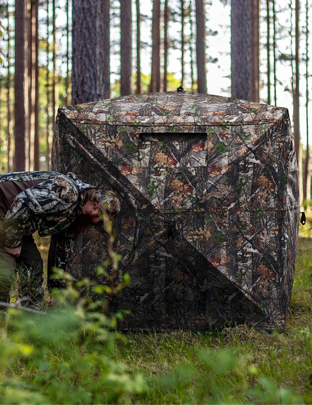 TIDEWE Hunting Blind 270°See Through with Carrying Bag, 2-3 Person Pop Up Ground Blinds, Portable Resilient Hunting Tent (Camouflage)