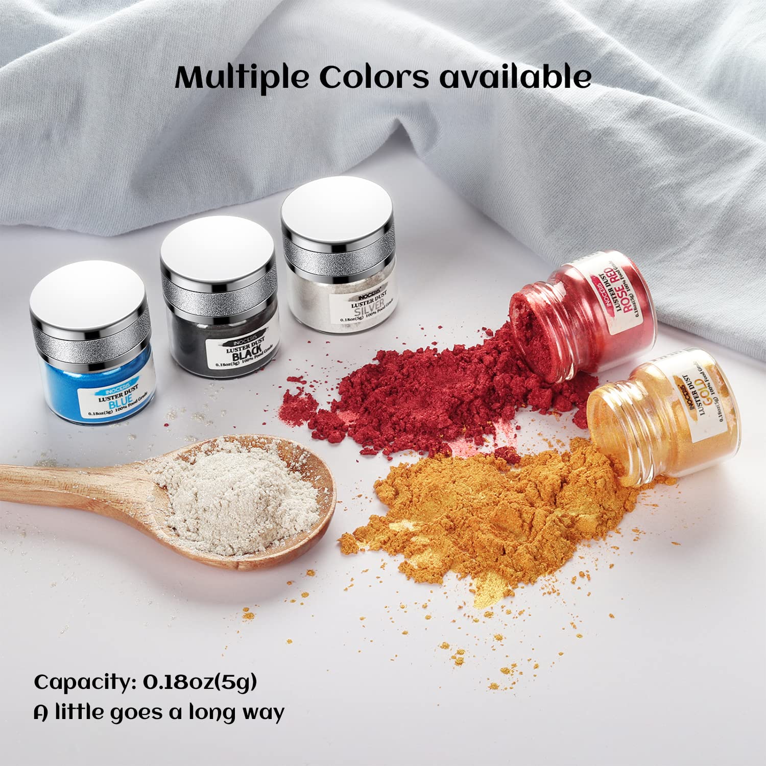 INOCERIS Edible Luster Dust, 5 Grams Food Grade Gold Cake Dust Shimmer Metallic Gold Food Coloring Powder for Cake Decorating, Baking, Fondant, Chocolate, Candy, Drinks, Cookies