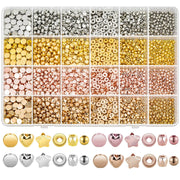 2160 Stück Goldene Spacer Beads Set, Sortierte Runde Stern Gold Perlen für Armband Schmuckherstellung (Gold, Silber, Roségold, KC Gold)