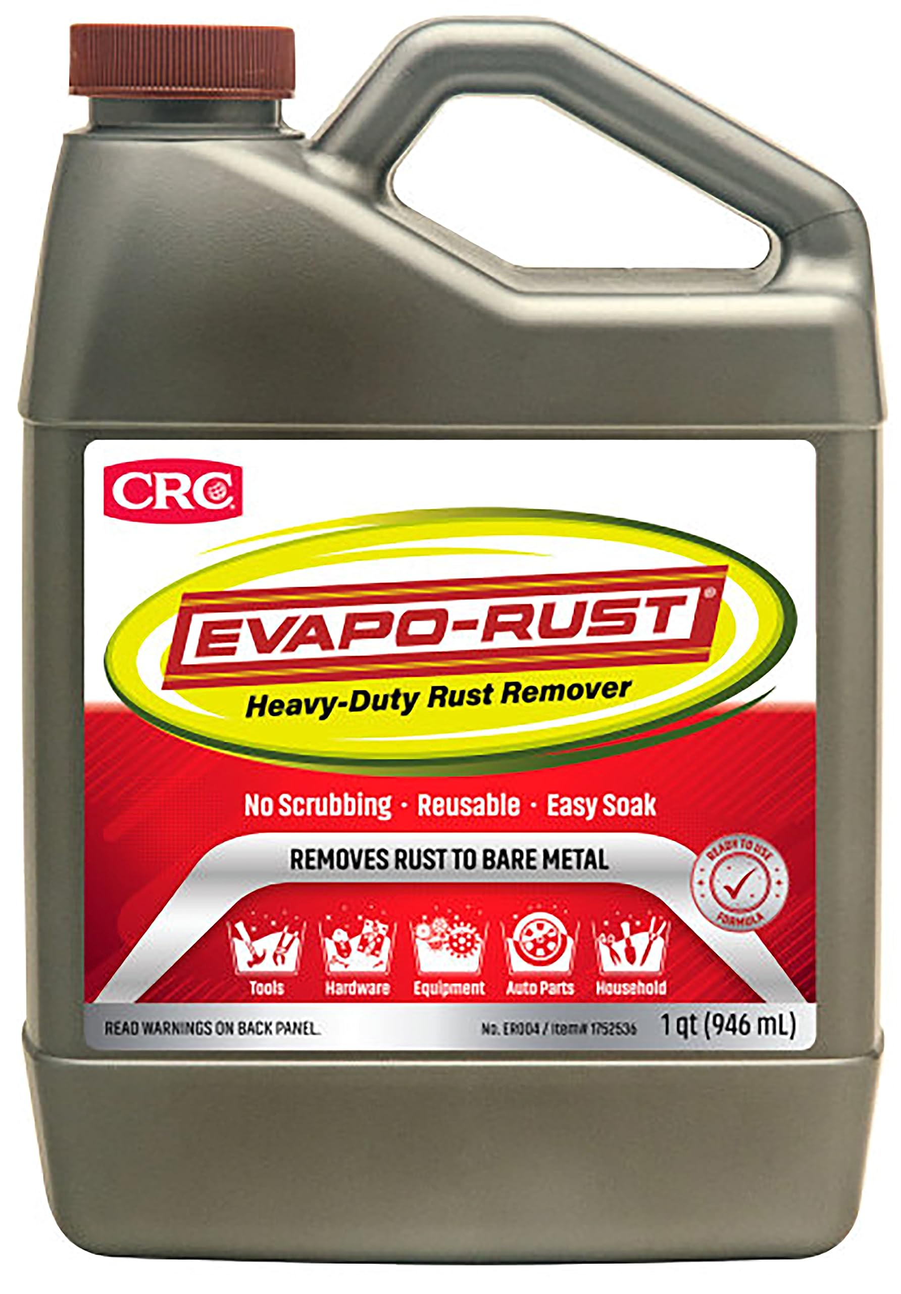 CRC Evapo-Rust, Heavy-Duty Rust Remover, Reusable, Acid-Free, Non-Corrosive, Water-based, 32 oz, Removes Rust to Bare Metal