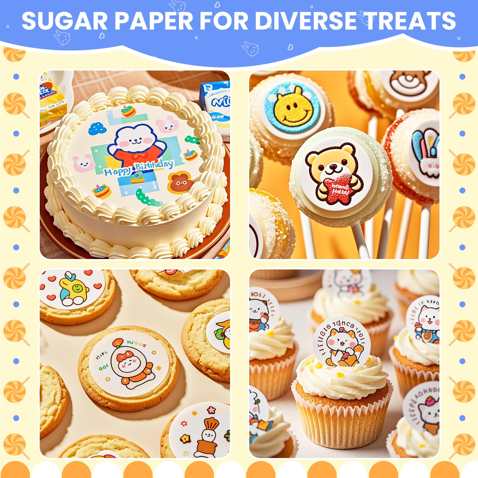 SENTRELA Edible Paper 25 Count A4 11.7" x 8.3" Sugar Sheets for Edible Printer Edible Image Paper Frosting Sheets Icing Sheets for Edible Paper Printer Sugar Paper Edible Sheets for Cakes
