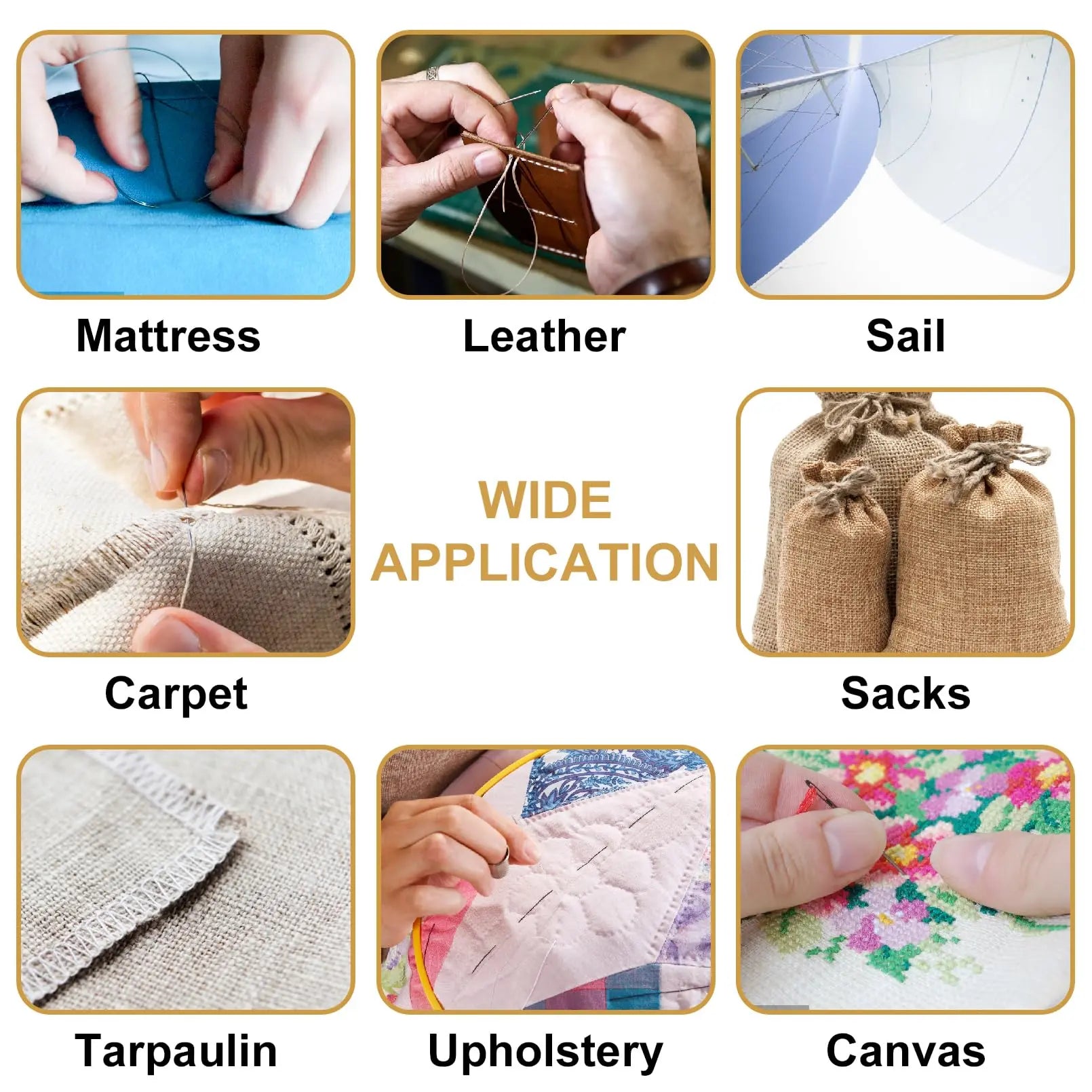 Heavy Duty Hand Sewing Needles Kit, 14 PCS with 10 Leather & 4 Curved Needles for Home Upholstery, Carpet Canvas Repair