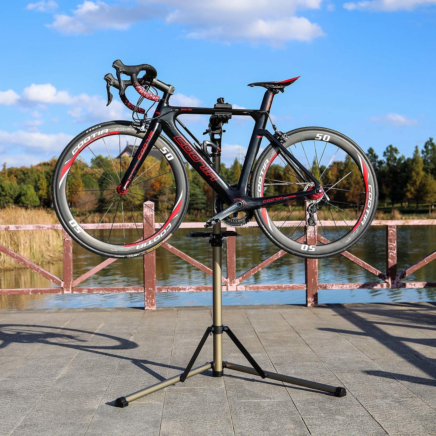 CXWXC Bike Workstand with Adjustable, Bicycle Repair Stand for Maintenance Folding and Lightweight (Champagne-3)