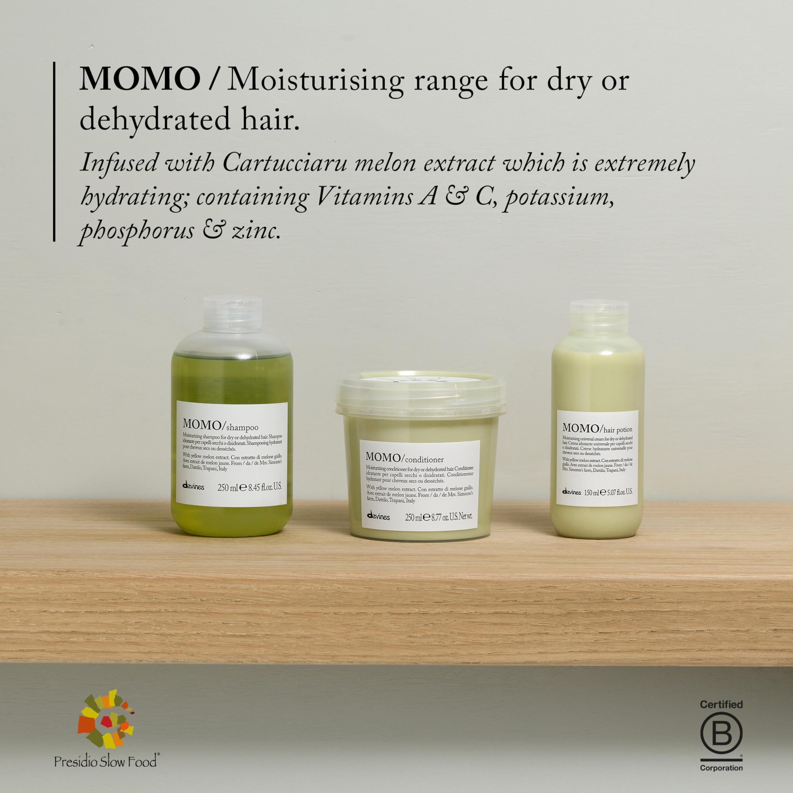 Davines Momo Moisturizing Shampoo for Dry and Dehydrated Hair, 8.45 Ounce