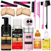 Lace Tint Lace Melting Hair Mousse for Women's Wigs and Hairpieces - Natural Finishing Tint Spray Tool Set (Medium Brown)