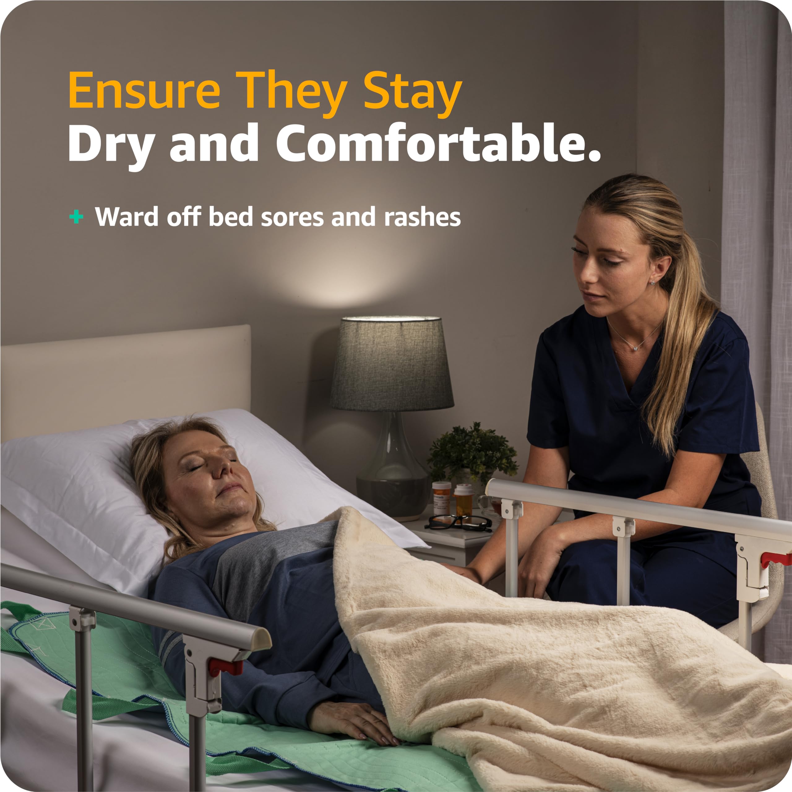 Improvia Positioning Bed Pad 34"x52" with 8 Reinforced Handles, Quick-Drying, Washable, Waterproof, Reusable, Mattress Protection, for Lifting, Turning, Transfer, Elderly and Incontinence Patients.