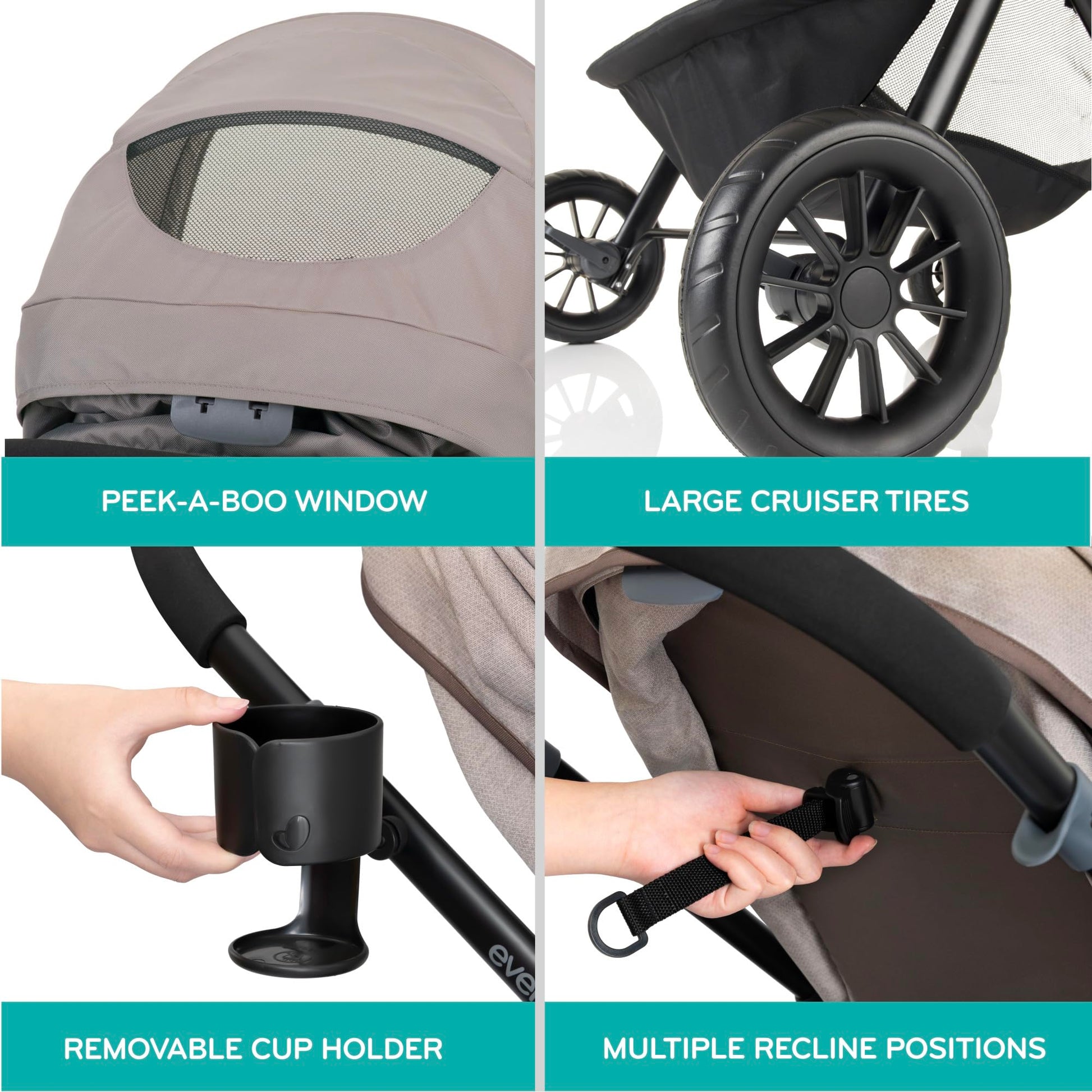 Evenflo Pivot Modular Travel System with LiteMax Infant Car Seat (Desert Tan)