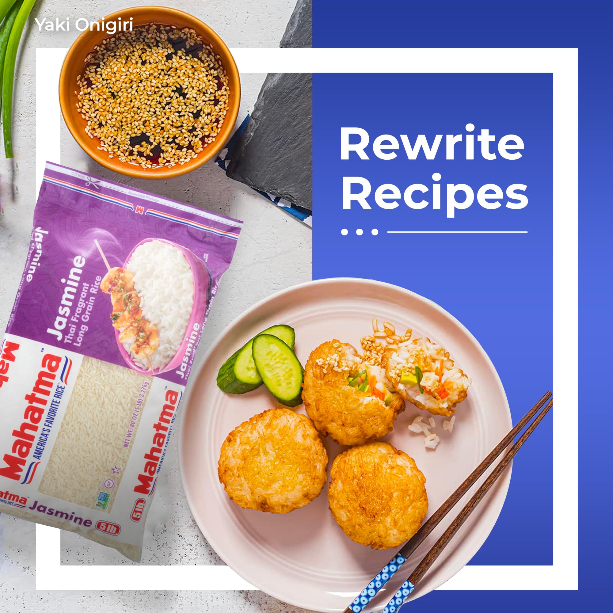 Mahatma Jasmine Rice, 5lb Bag of Rice, Thai, Indian, or Cambodian Fragrant Flavored Rice, Stovetop or Microwave Rice
