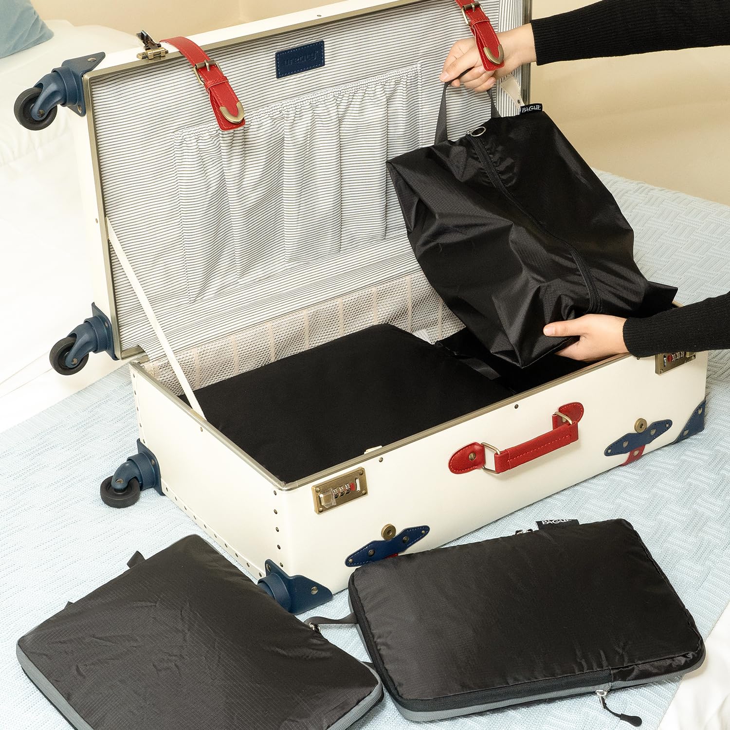 BAGAIL 6 Set Ultralight Compression Packing Cubes Packing Organizer for Travel Accessories Luggage Suitcase Backpack(70D Black)