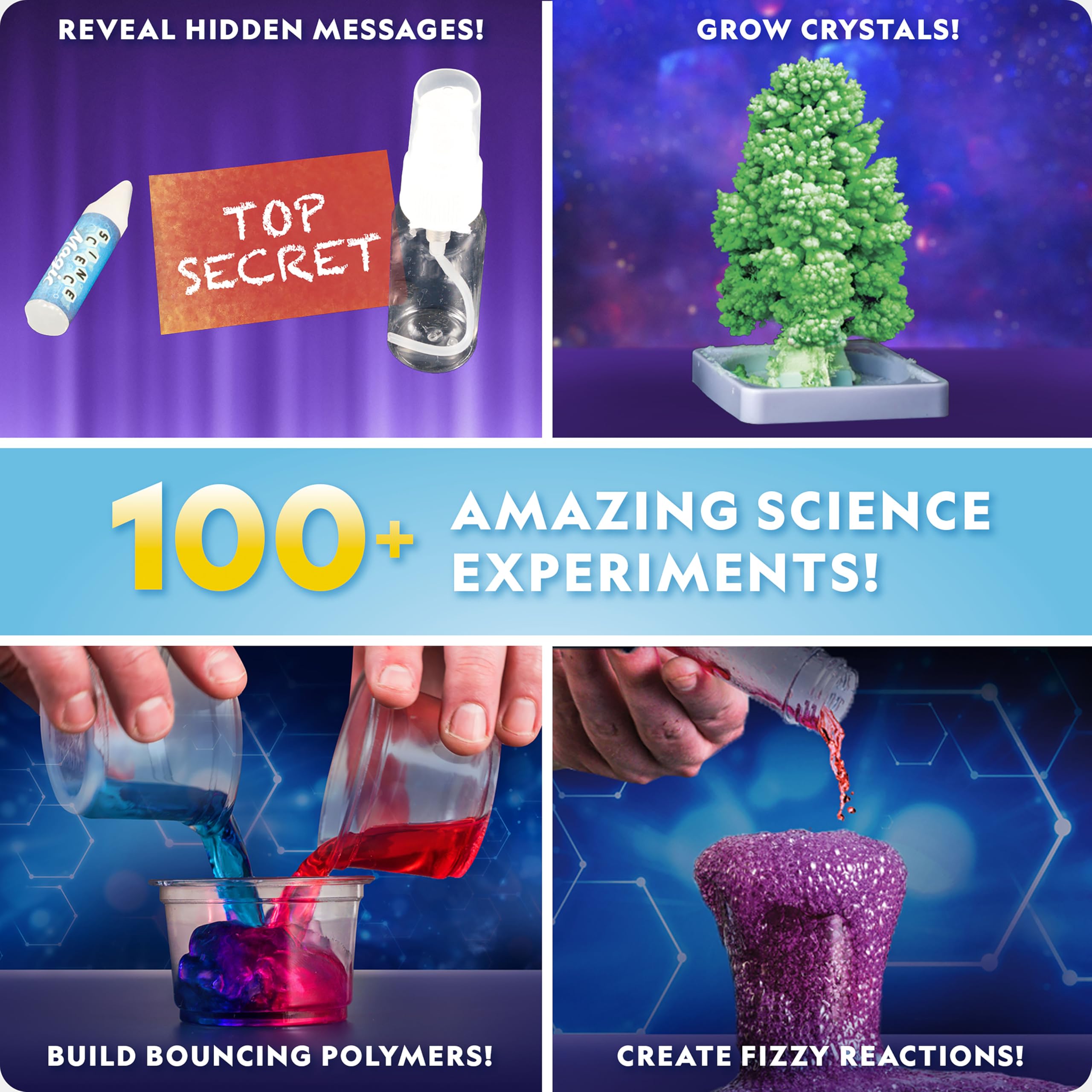 NATIONAL GEOGRAPHIC Amazing Chemistry Set - Chemistry Kit with 100+ Science Experiments Including Crystal Growing and Reactions, Science Kit for Kids, STEM Gift for Boys and Girls (Amazon Exclusive)