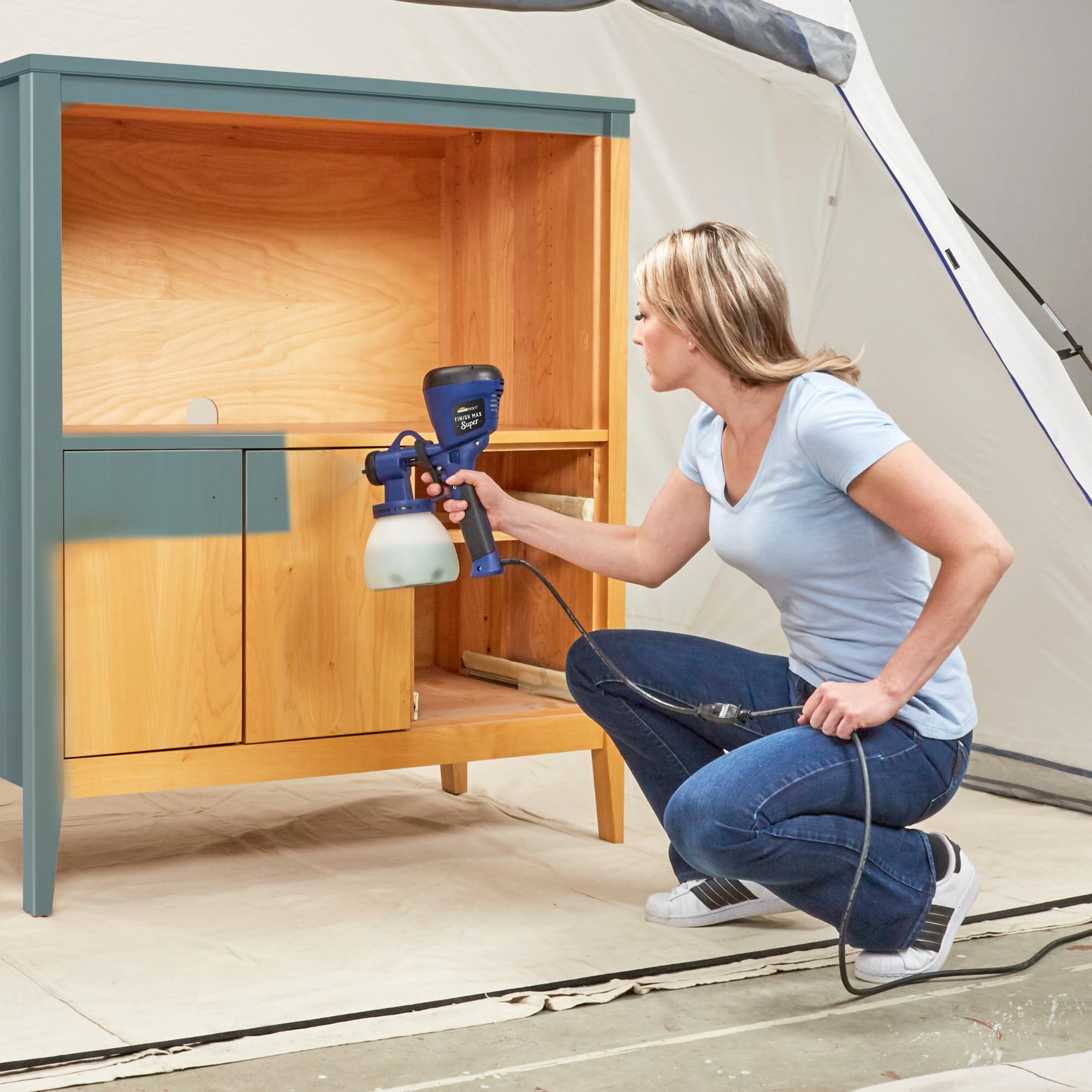 HomeRight C800971.A Super Finish Max, Includes 3 Brass Spray Tips, 3 Spray Patterns, Easy to Clean HVLP Paint Sprayer, Great for Furniture, Cabinets, Trim & More, Sprays Stains, Sealers & Latex Paints
