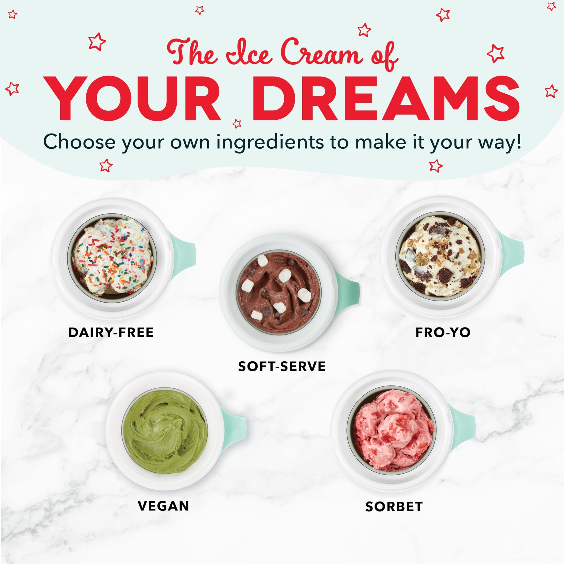 DASH My Mug Ice Cream Maker, for Ice Cream, Gelato, Sorbet, Frozen Yogurt, and Custom Mix-Ins
