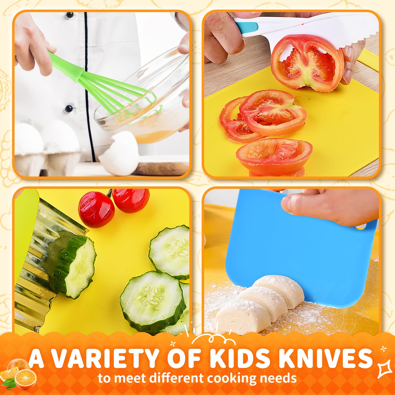 17PCS Kids Cooking Sets Real Cooking Montessori Kitchen Toys for Toddlers Kids Safe Knives for 2/3/4/5/6/7/8 Year Old