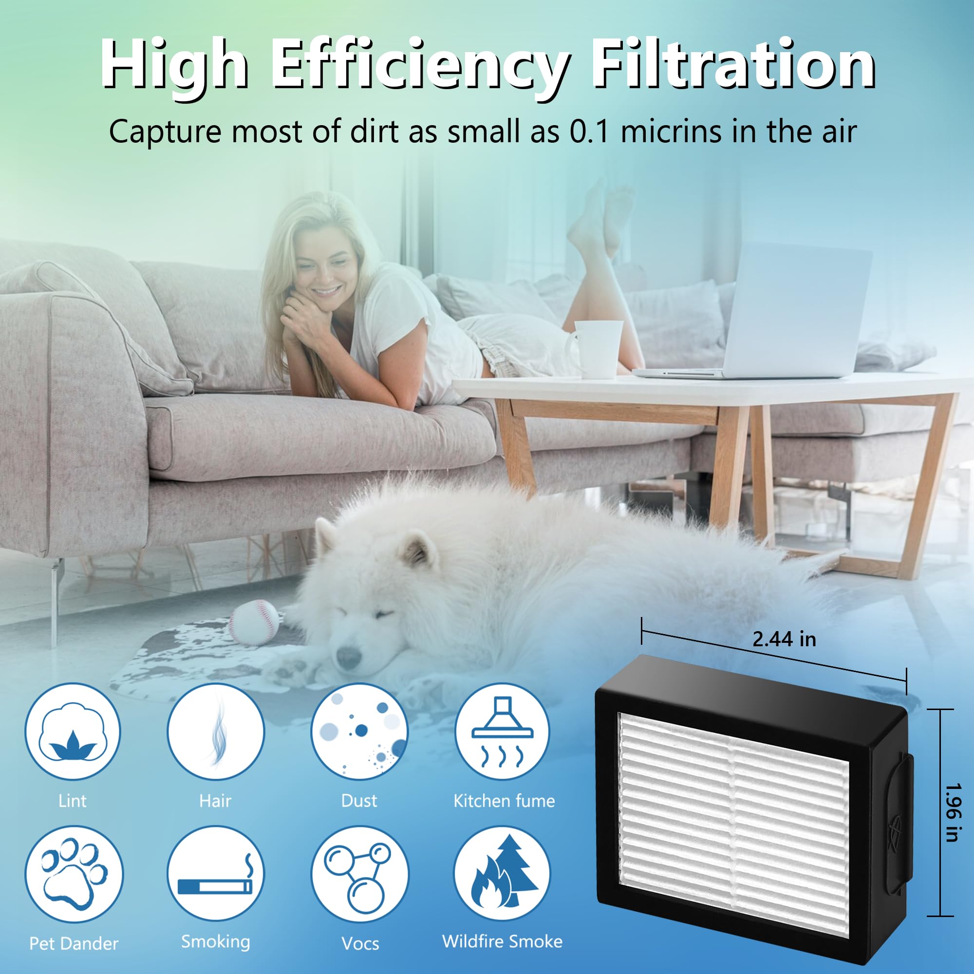 Improvedhand Filters Replacement for i-Robot Roomba E I & J Series i1+ i3 i3+ i4 i5/plus i6 i6+ i7 i7+/plus i8 i8+ E5 E6 E7 Vacuum Cleaner parts 4639161,6 Pack High Efficiency Filters+1 Cleaning Brush