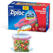 Ziploc Quart Food Storage Bags, Stay Open Design with Stand-Up Bottom, Easy to Fill, 80 Count