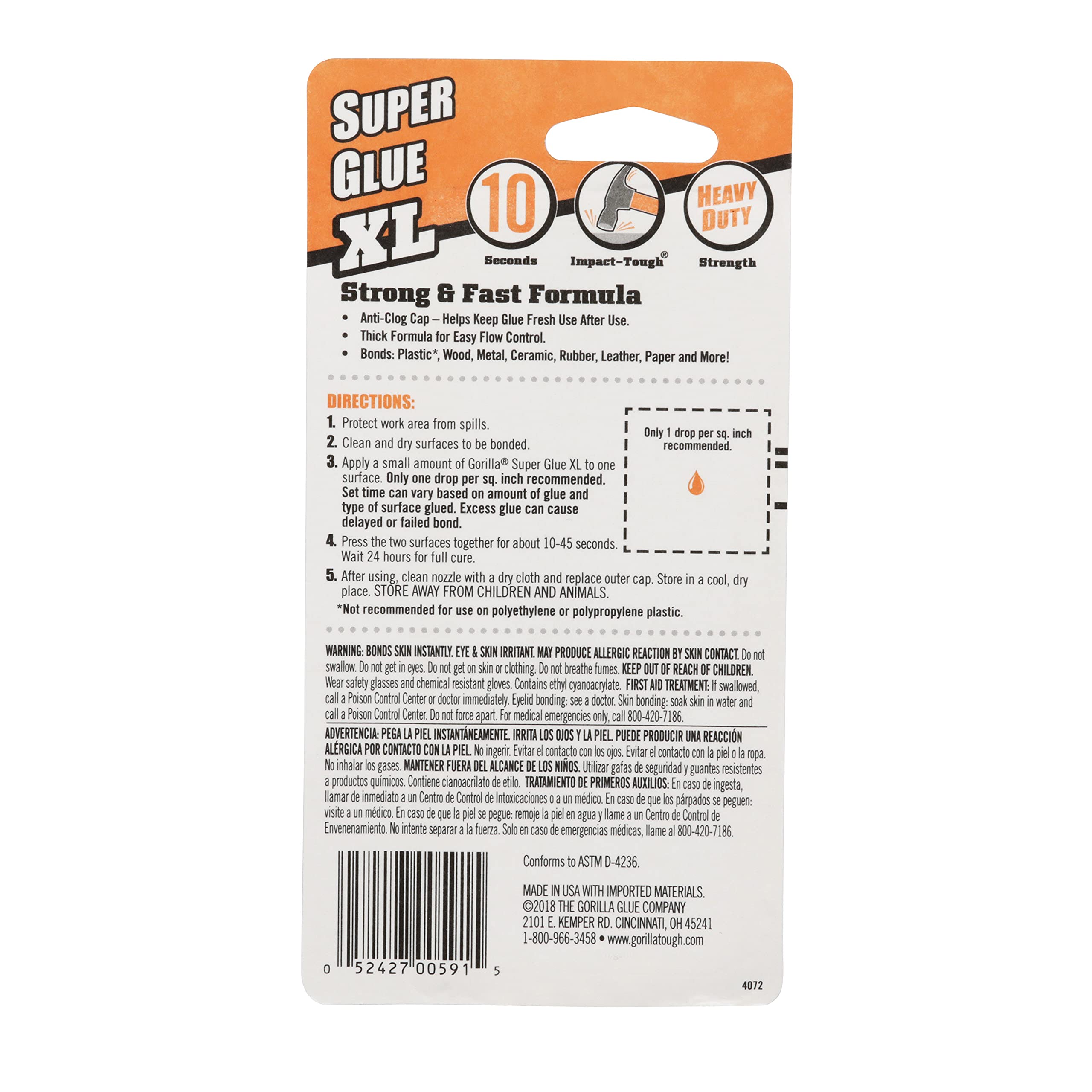 Gorilla Super Glue XL, Clear Glue, 25 Gram (Pack of 2) - All Purpose and Fast Setting for Projects and Repairs